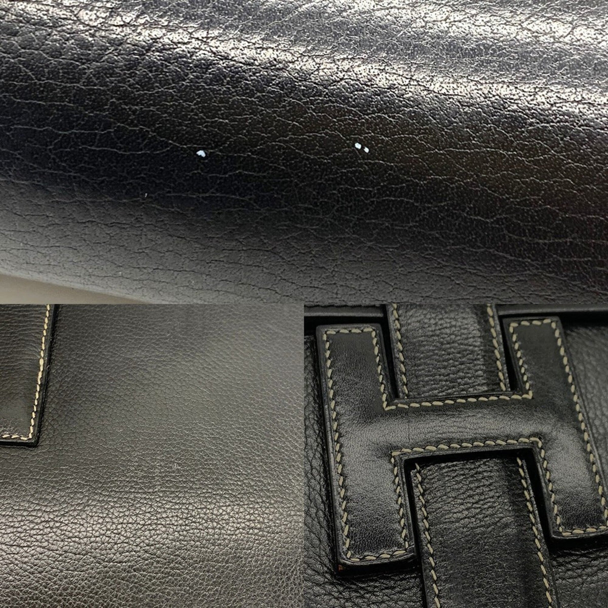 Hermes Black Leather Clutch Bag (Pre-Owned)