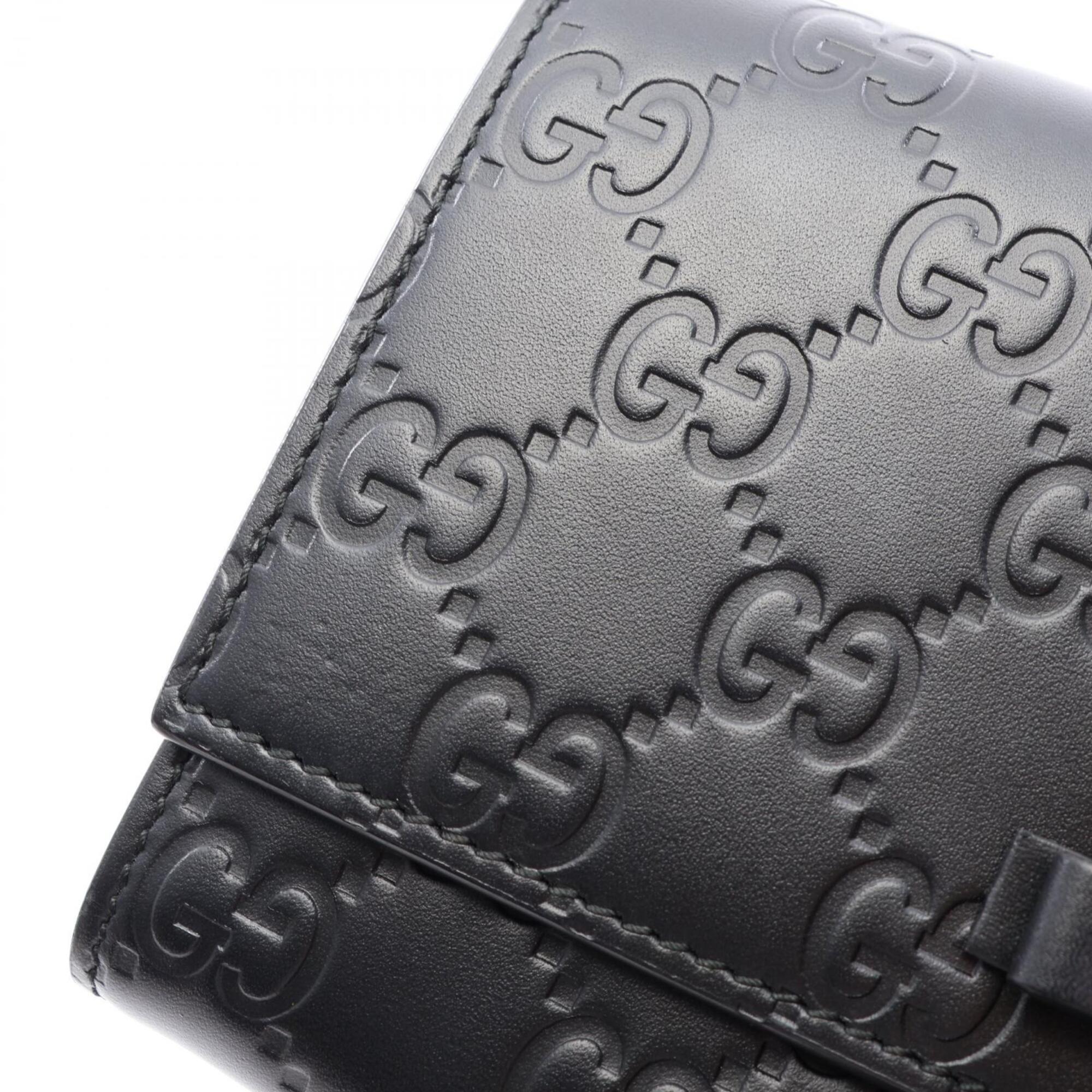 Gucci Guccissima Black Leather Long Wallet (Bi-Fold) (Pre-Owned)