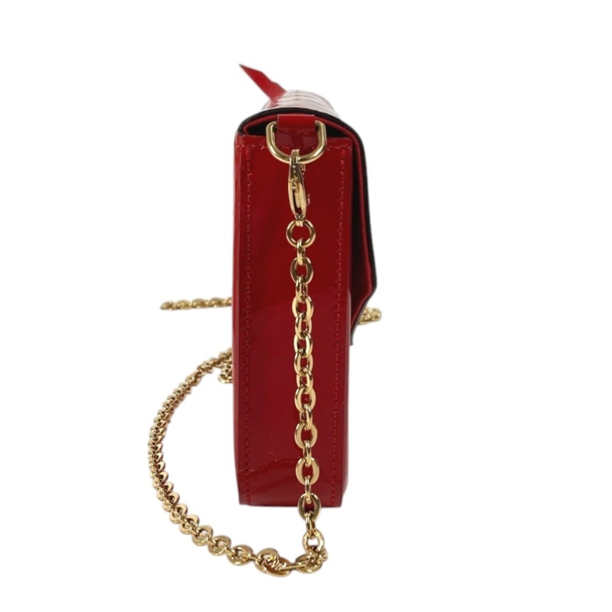 Louis Vuitton Red Color Monogram Vernis Canvas Clutch Bag Pochette Shoulder Bag (Pre-Owned)