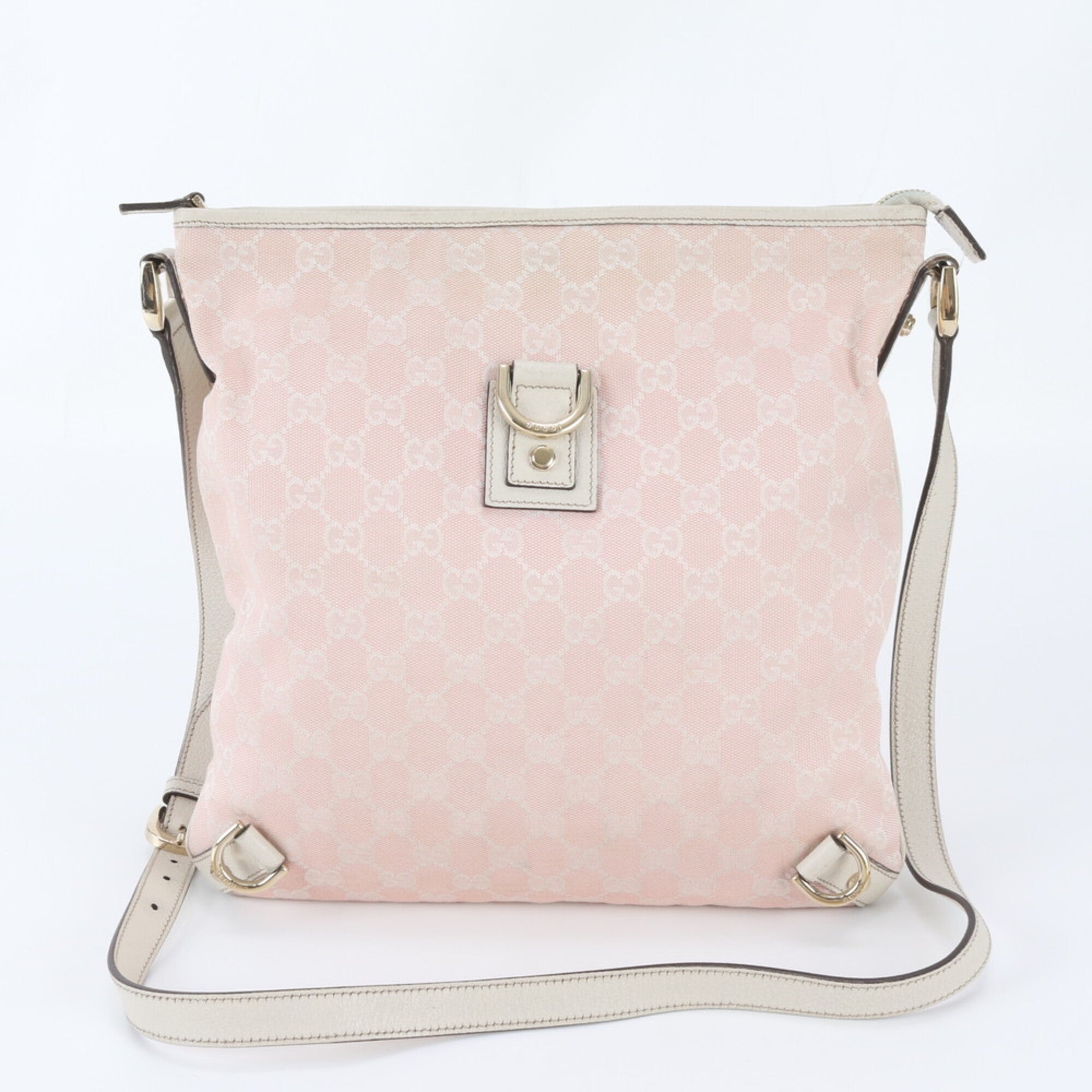 Gucci Pink Leather Canvas Shoulder Bag (Pre-Owned)