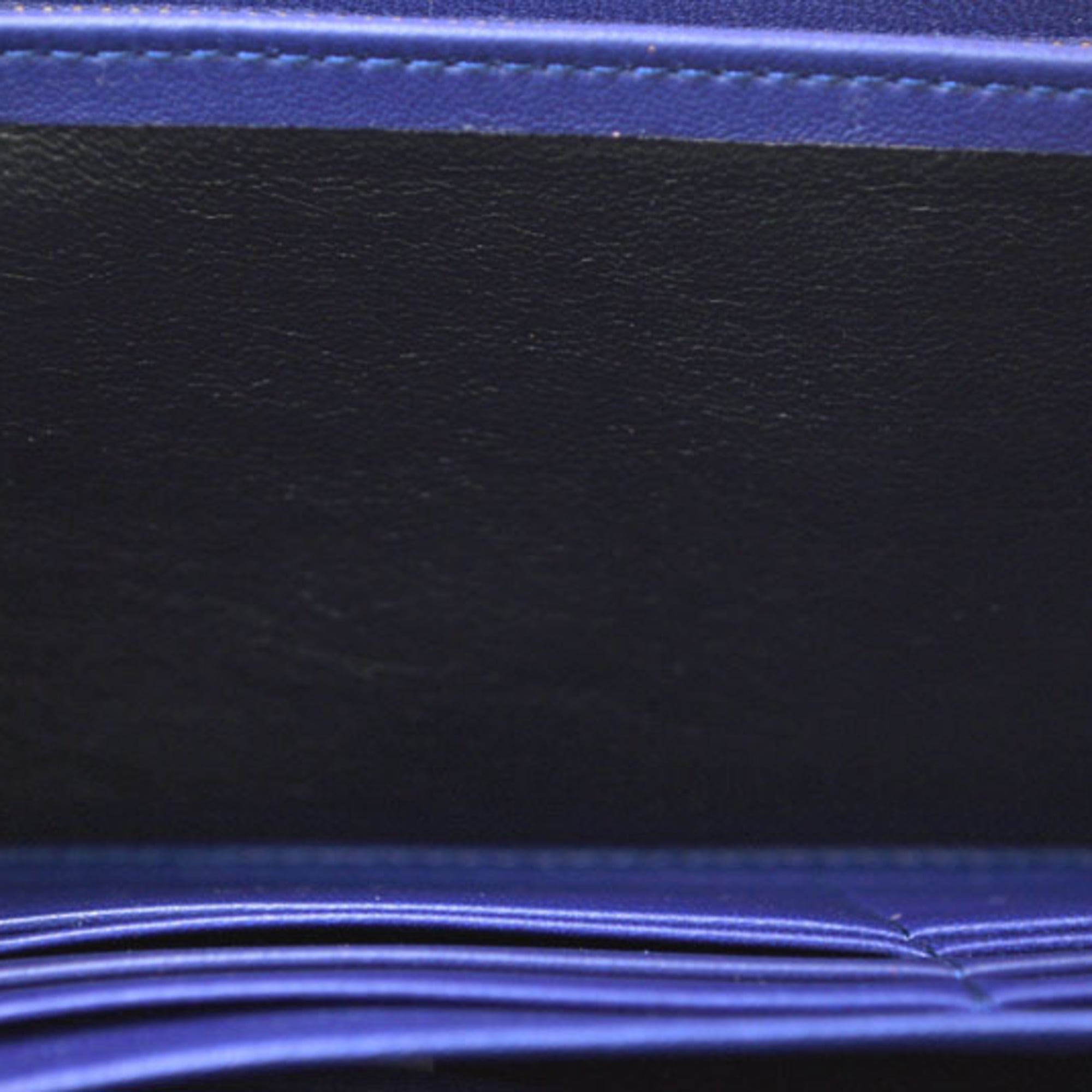 Bottega Veneta Dark Purple Leather Long Wallet (Bi-Fold) (Pre-Owned)