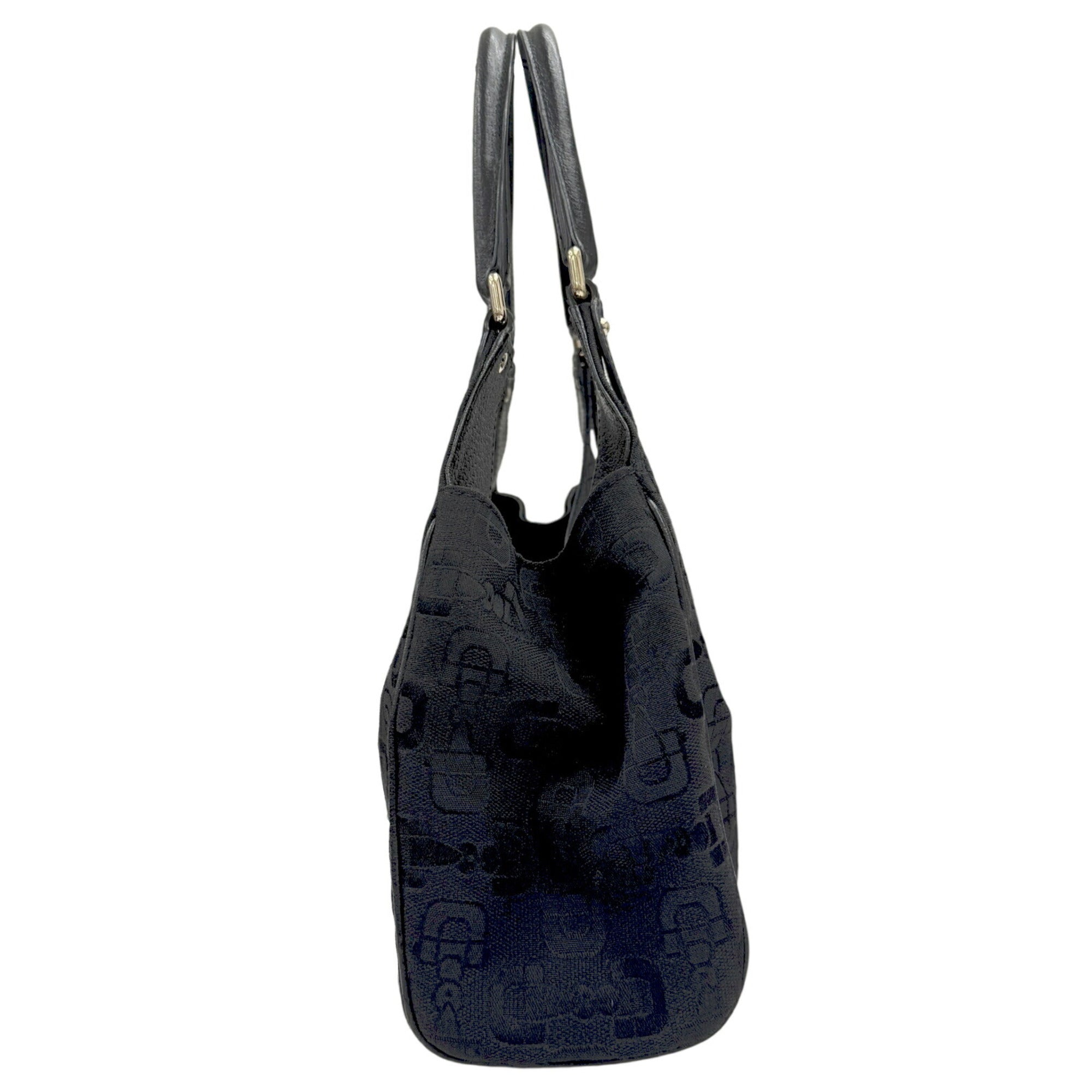 Gucci Black Canvas Leather Handbag Shoulder Bag (Pre-Owned)