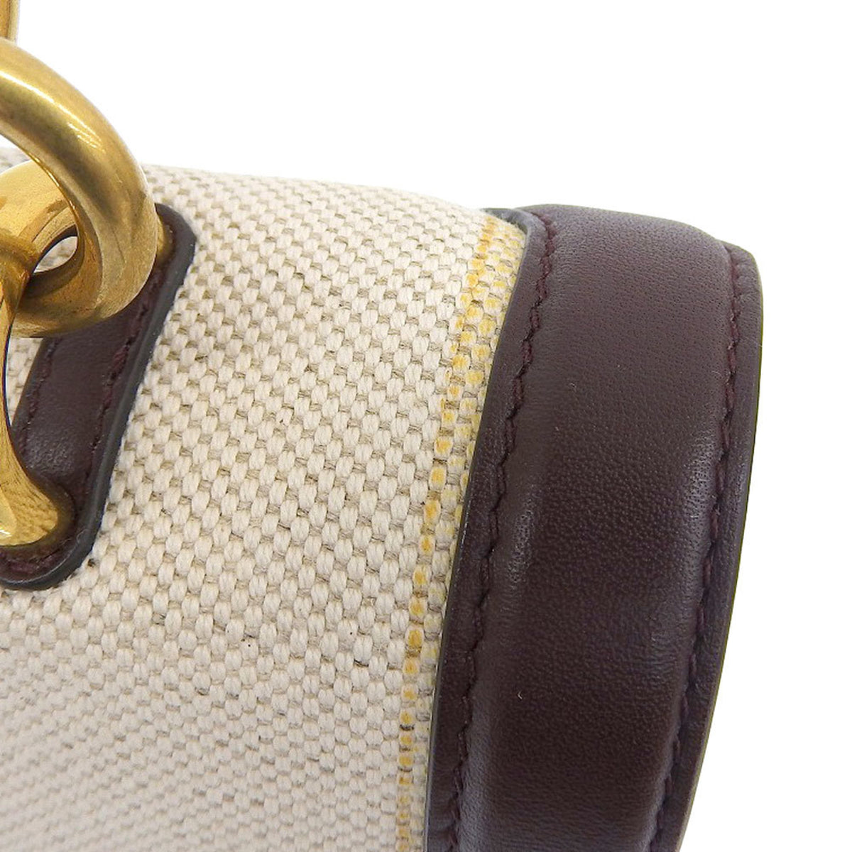 Salvatore Ferragamo Beige Brown Canvas Leather Handbag (Pre-Owned)
