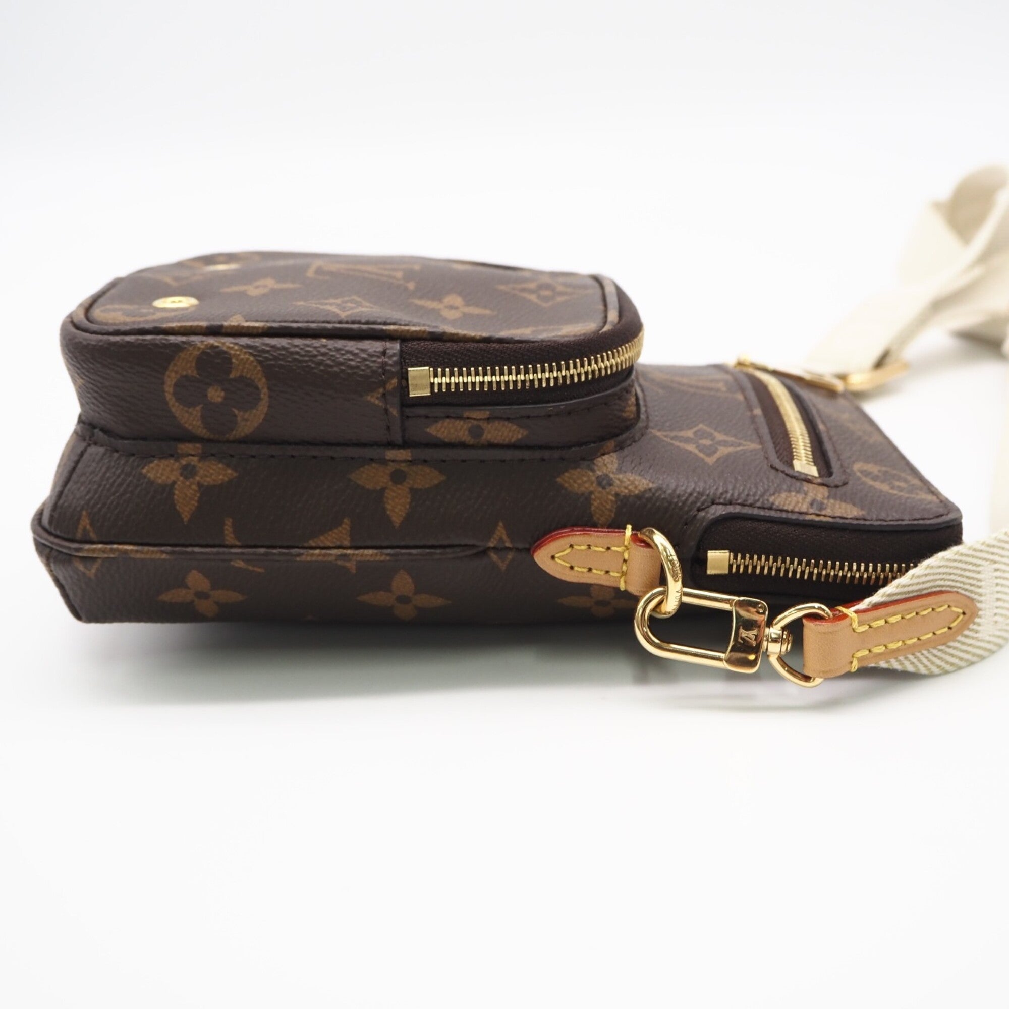 Louis Vuitton Monogram Beige Brown Coated Canvas Leather Shoulder Bag (Pre-Owned)