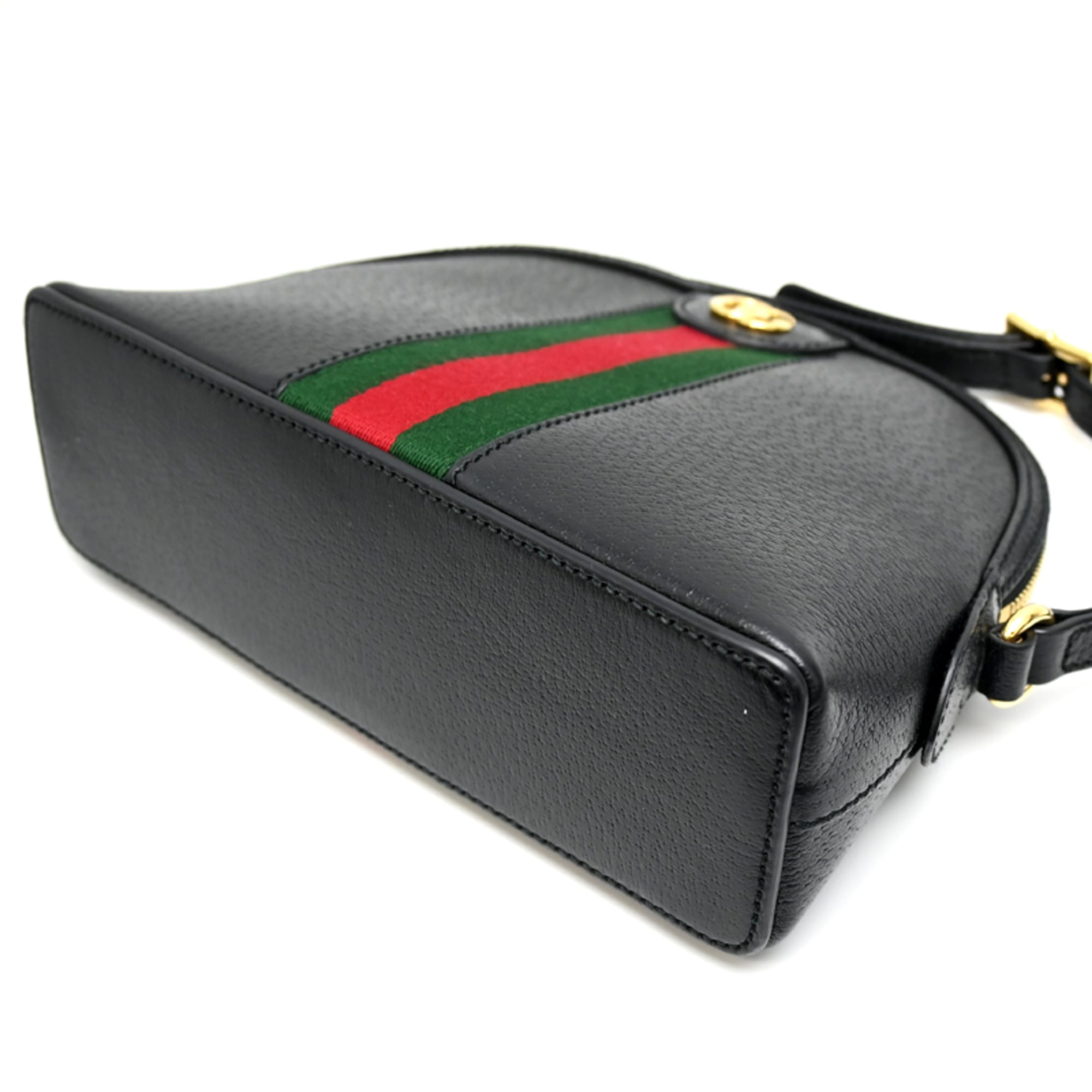 Gucci Black Multi-Color Leather Canvas Shoulder Bag (Pre-Owned)