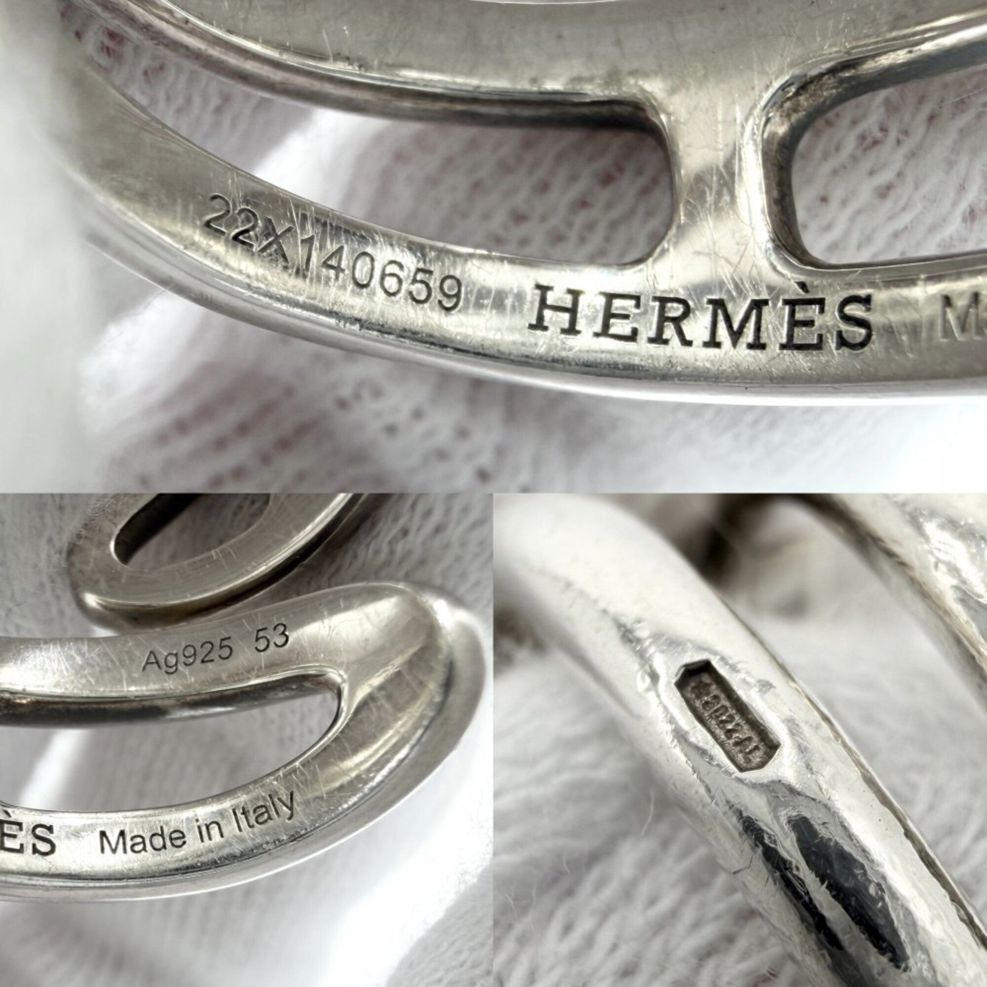 Hermes Silver 925 Band Ring (Pre-Owned)