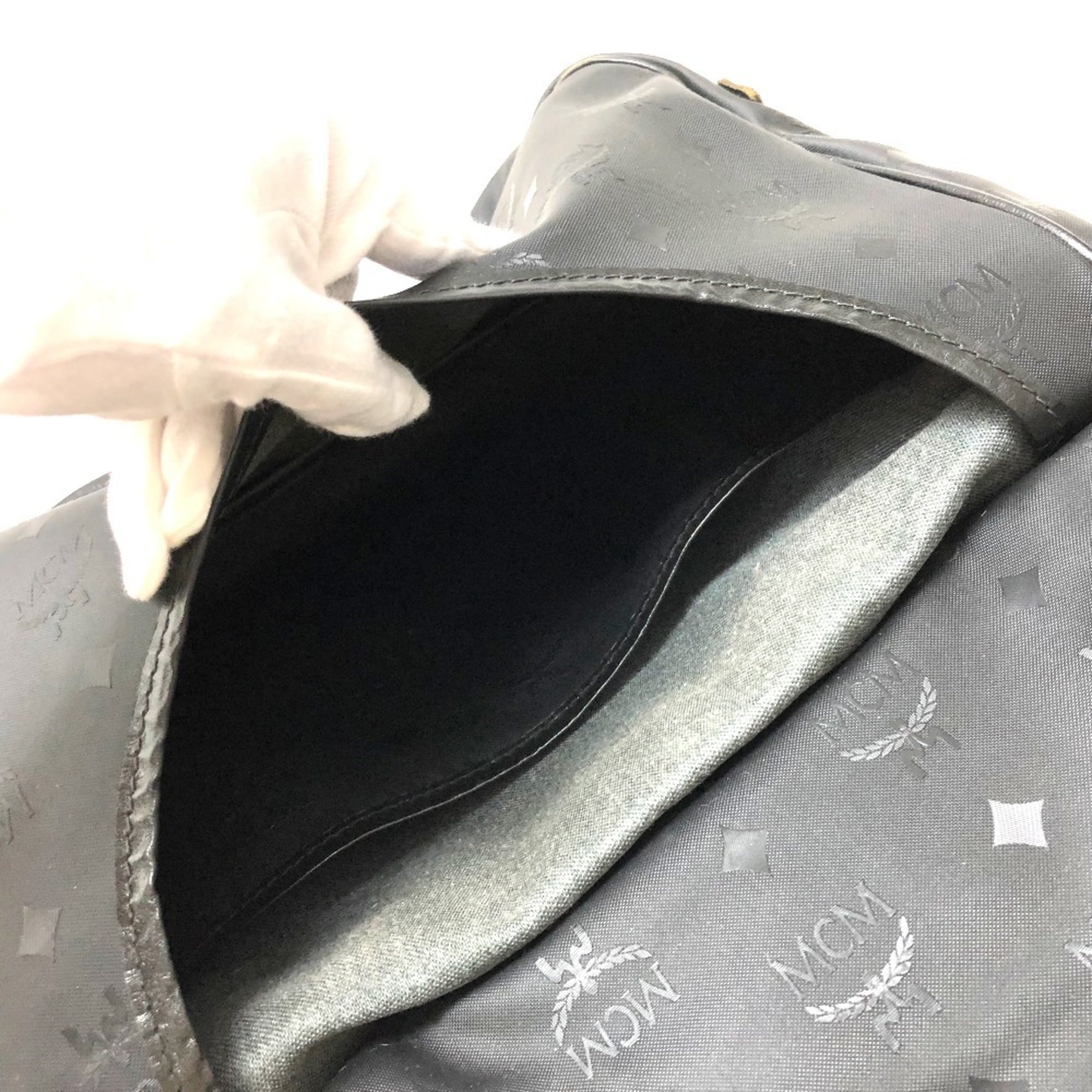 Mcm Black Pvc Leather Messenger Bag Shoulder Bag (Pre-Owned)