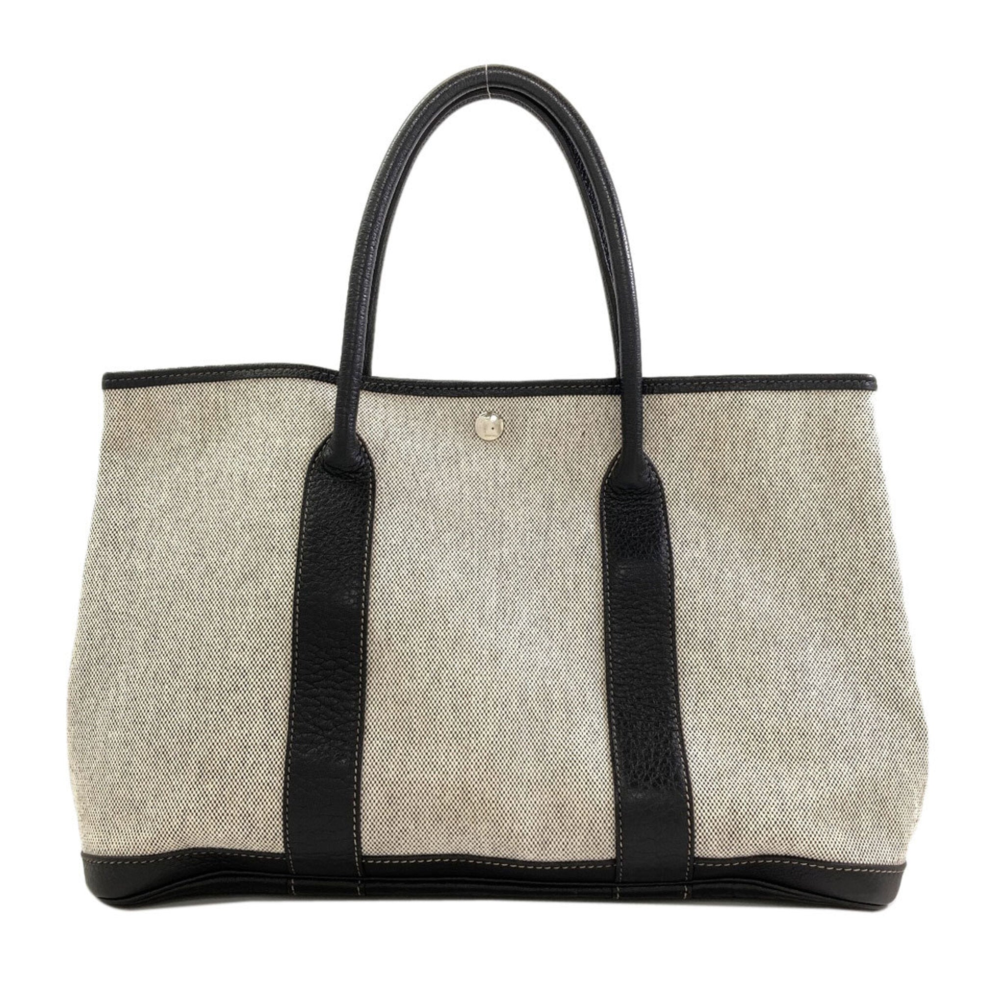 Hermes Gray Toile H Buffalo Leather Tote Bag (Pre-Owned)