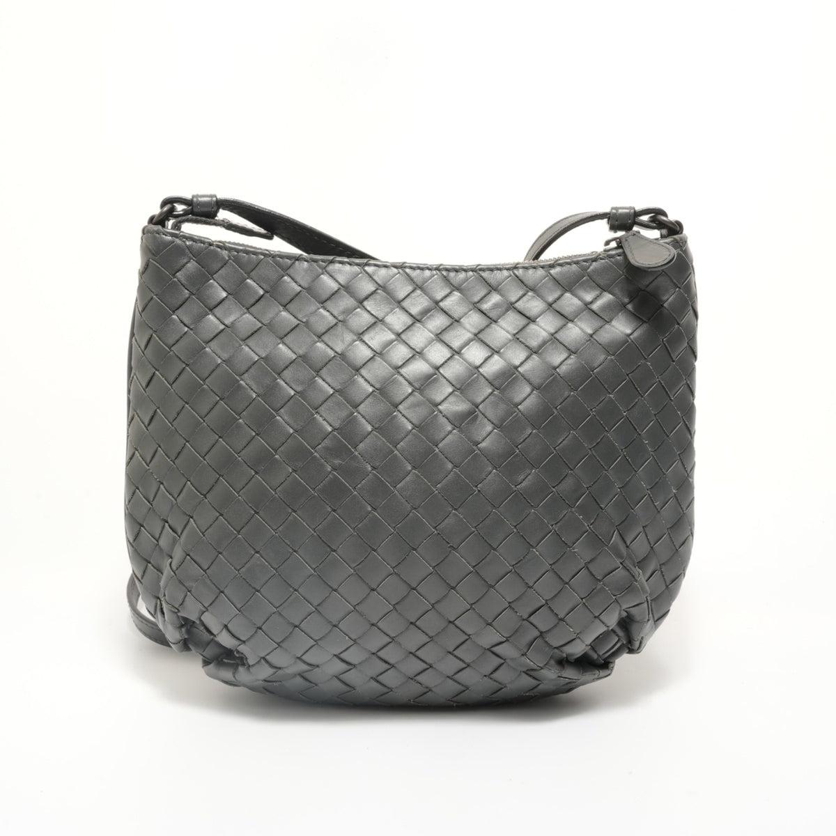 Bottega Veneta Intrecciato Gray Intrecciato Shoulder Bag (Pre-Owned)