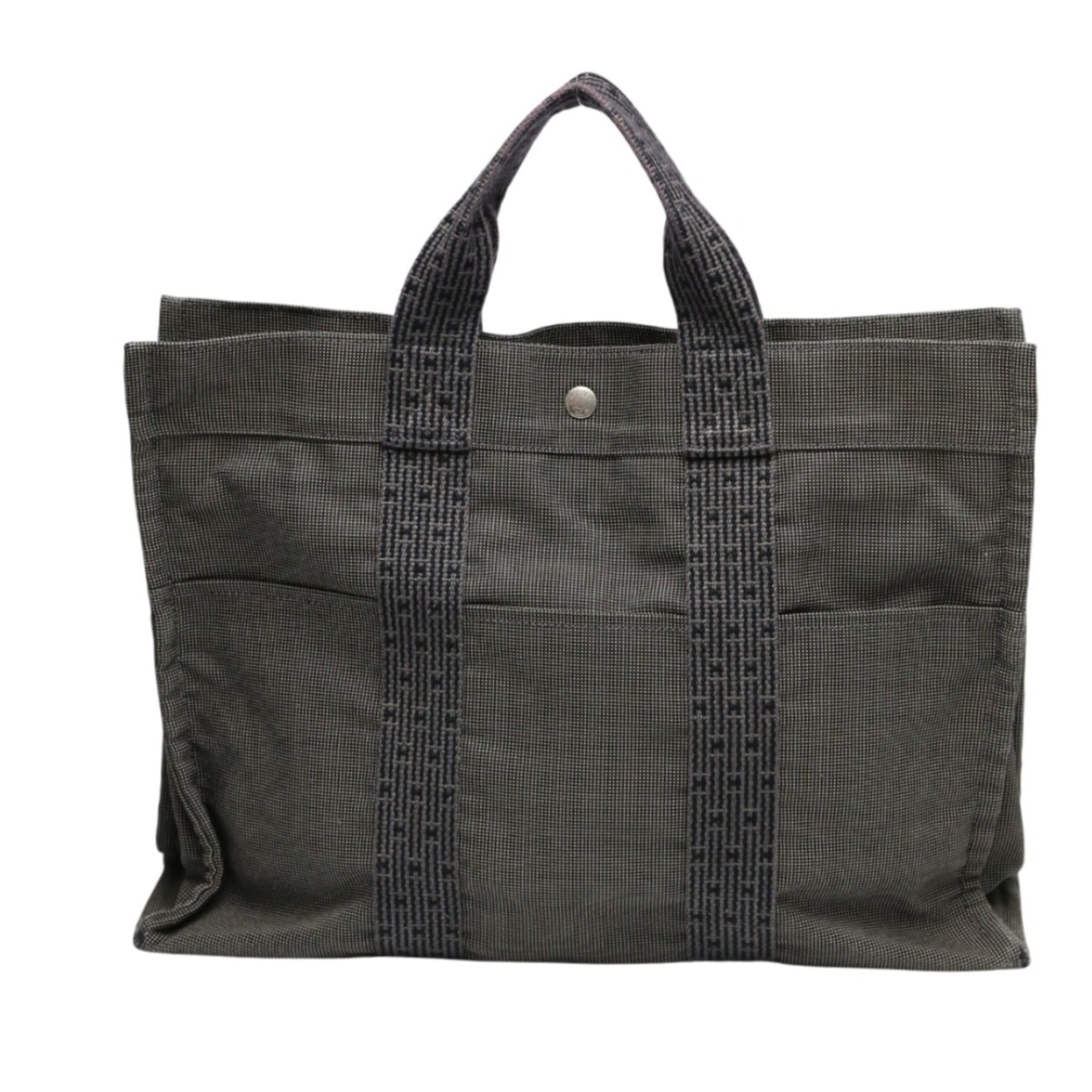 Hermes Her Line Gray Canvas Tote Bag (Pre-Owned)