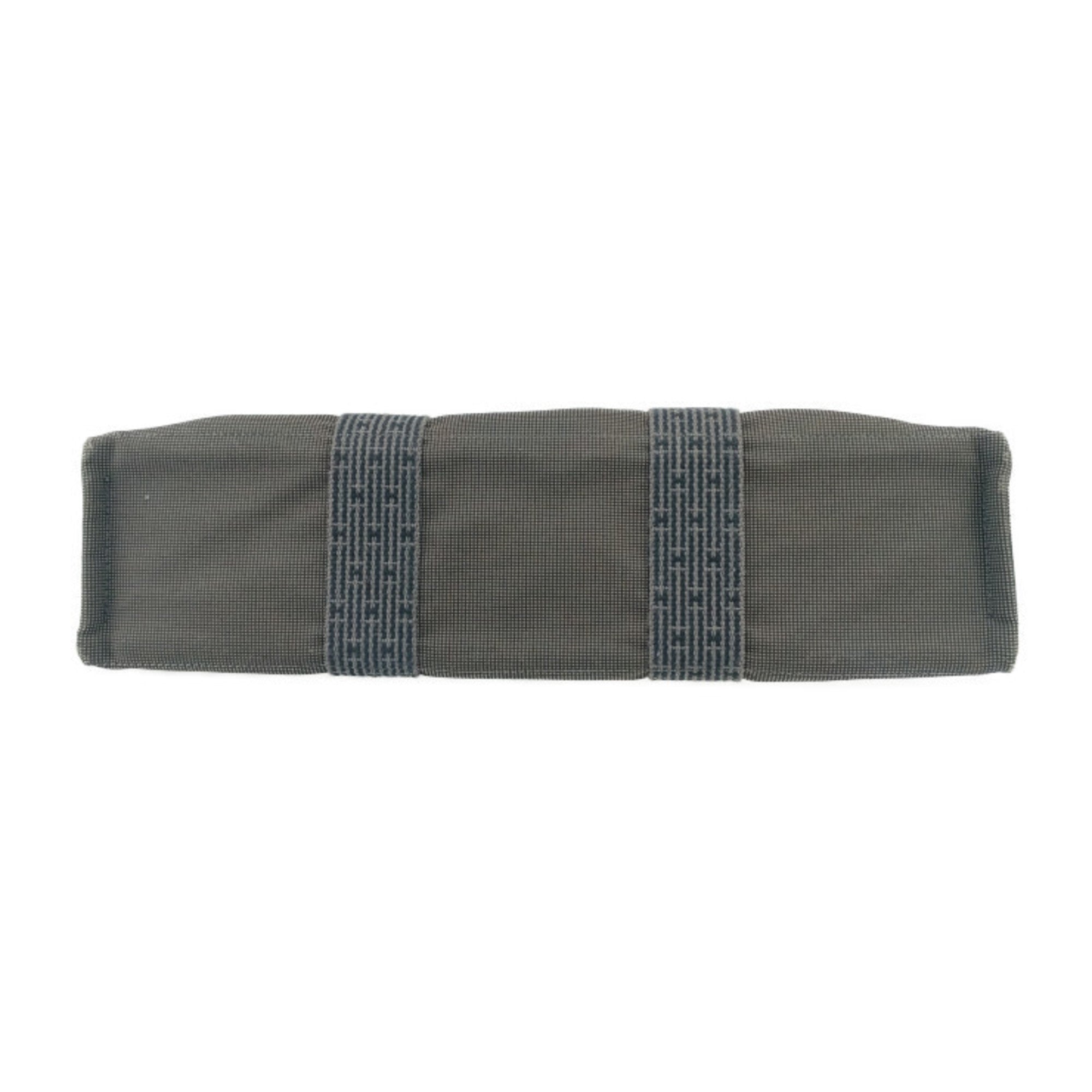 Hermes Gray Canvas Handbag Tote Bag (Pre-Owned)