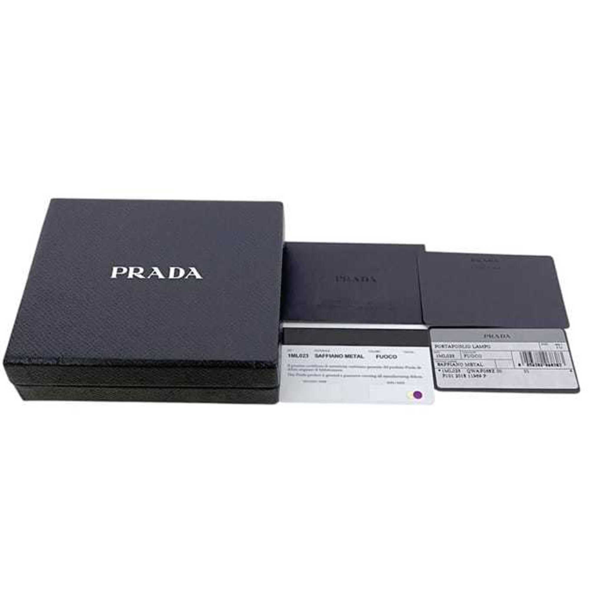 Prada Saffiano Red Color Saffiano Wallet (Bi-Fold) (Pre-Owned)