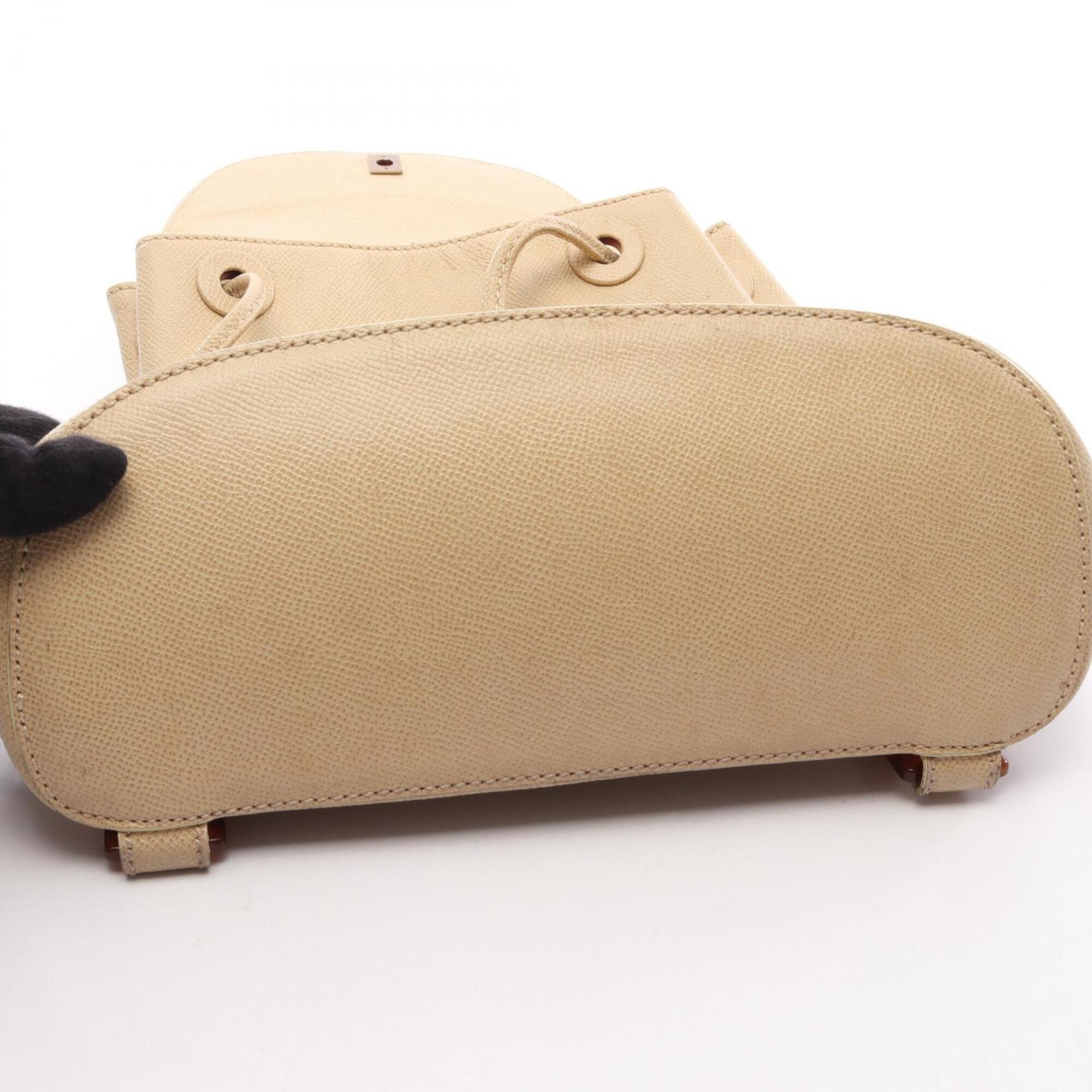 Chanel Beige Grained Calfskin Backpack Handbag (Pre-Owned)