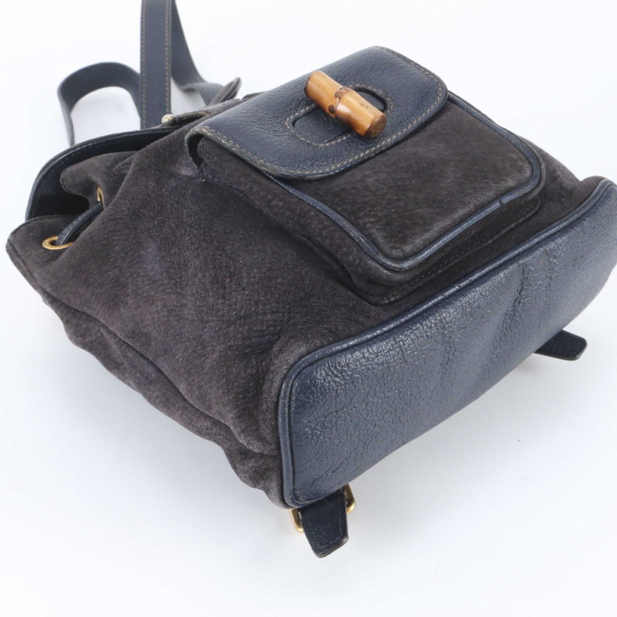 Gucci Navy Leather Backpack Shoulder Bag (Pre-Owned)
