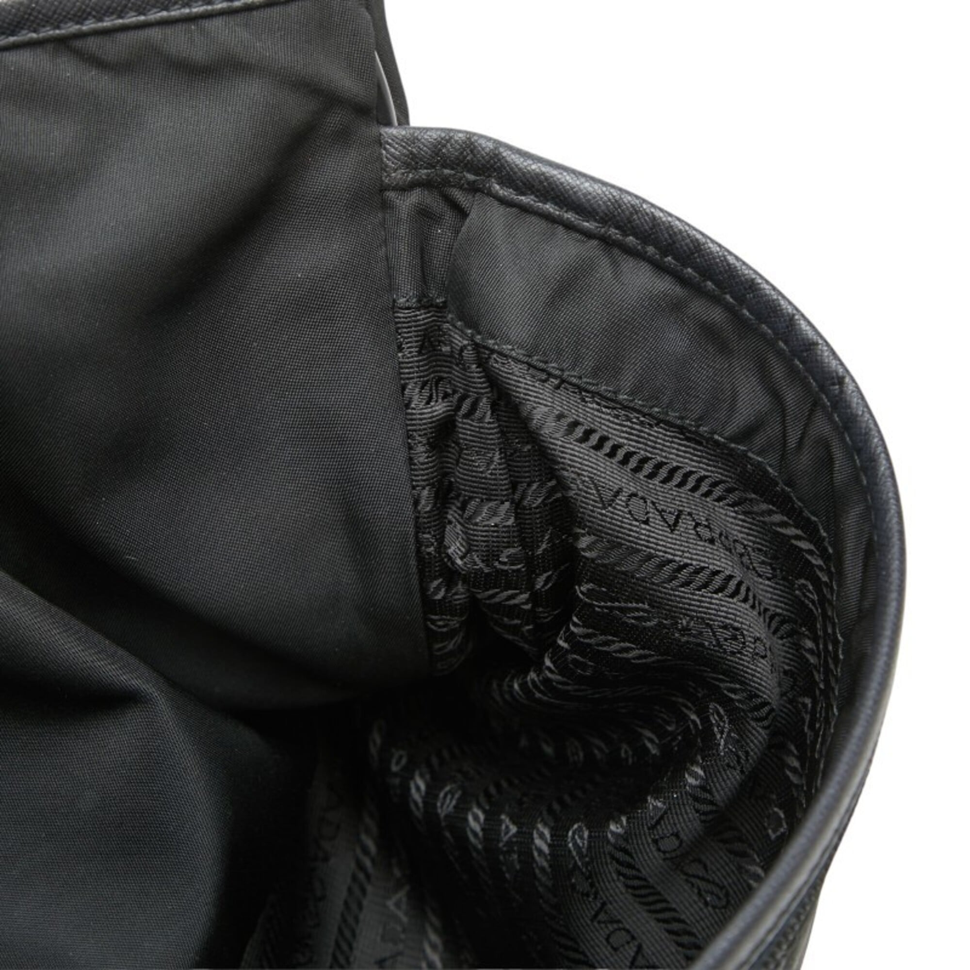 Prada Black Nylon Leather Messenger Bag Shoulder Bag (Pre-Owned)