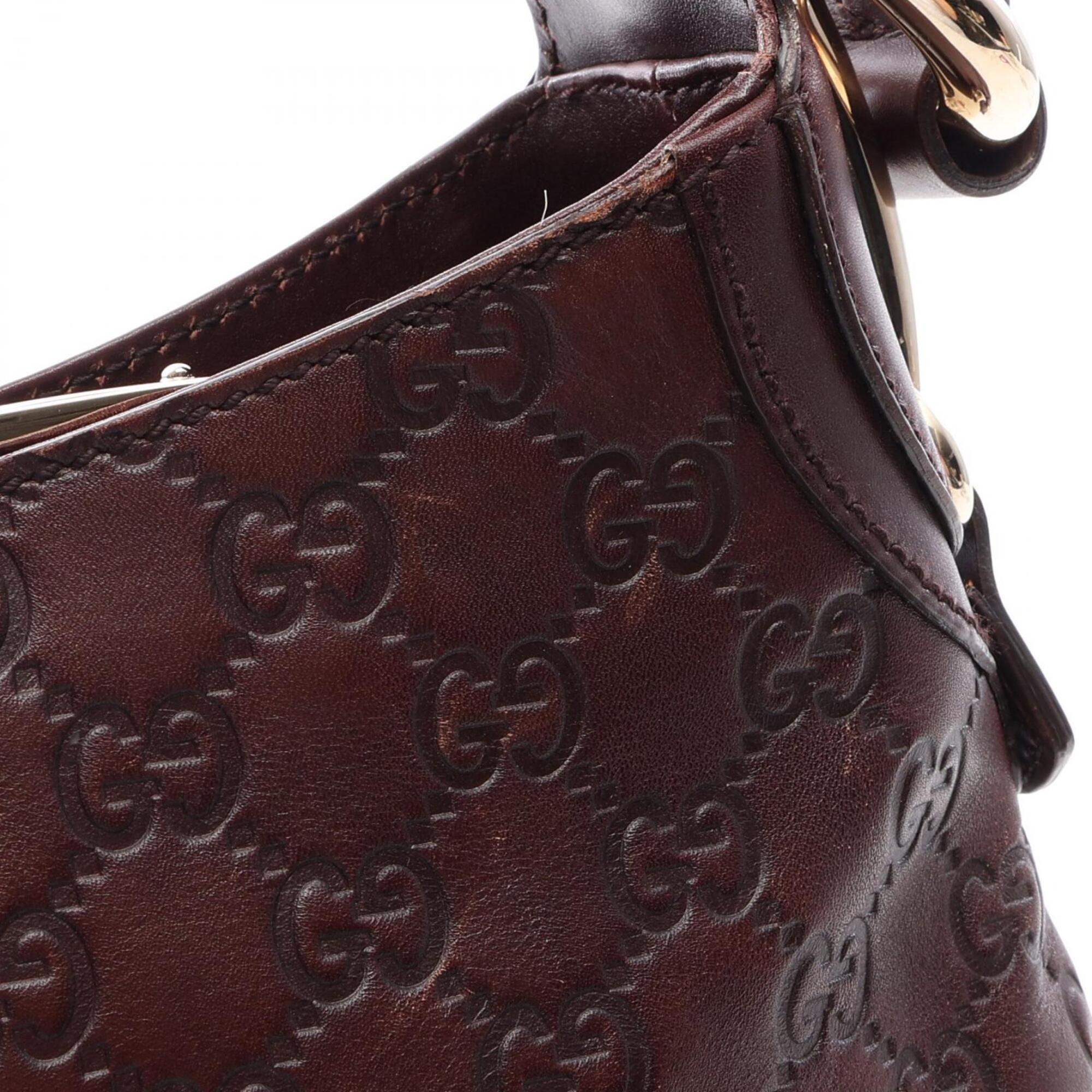 Gucci Brown Leather Handbag Shoulder Bag (Pre-Owned)