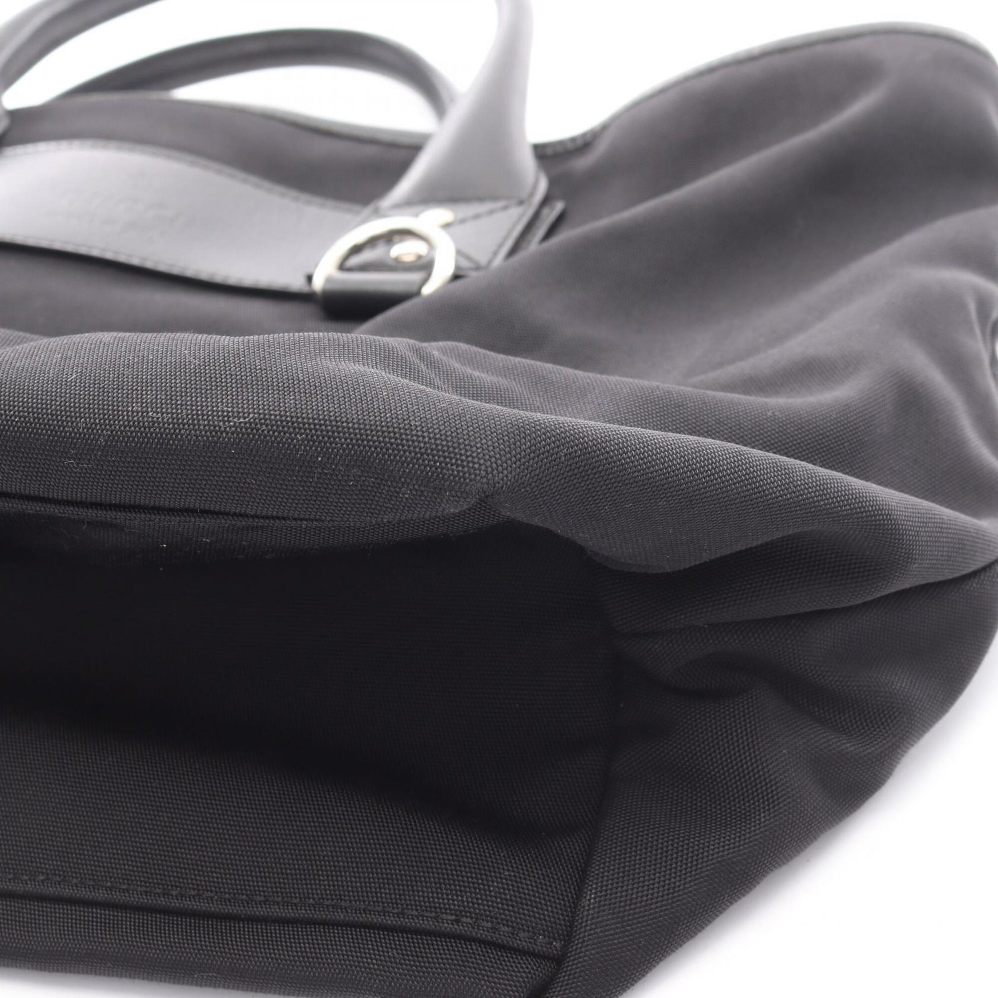 Gucci Black Nylon Leather Handbag Tote Bag (Pre-Owned)
