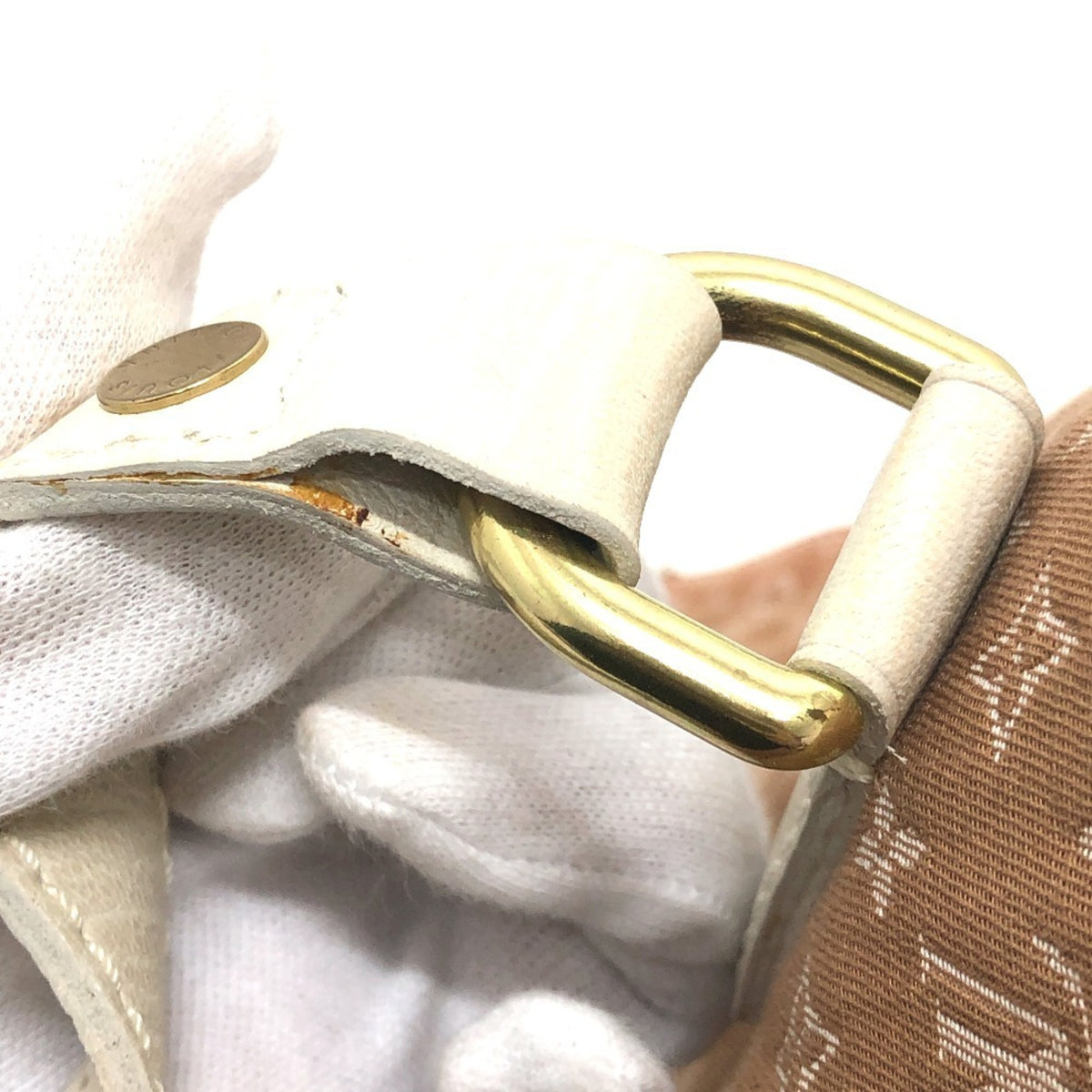 Louis Vuitton Beige Canvas Leather Shoulder Bag Tote Bag (Pre-Owned)