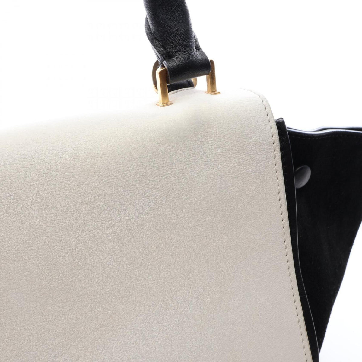 Celine Black White Leather Suede Handbag (Pre-Owned)