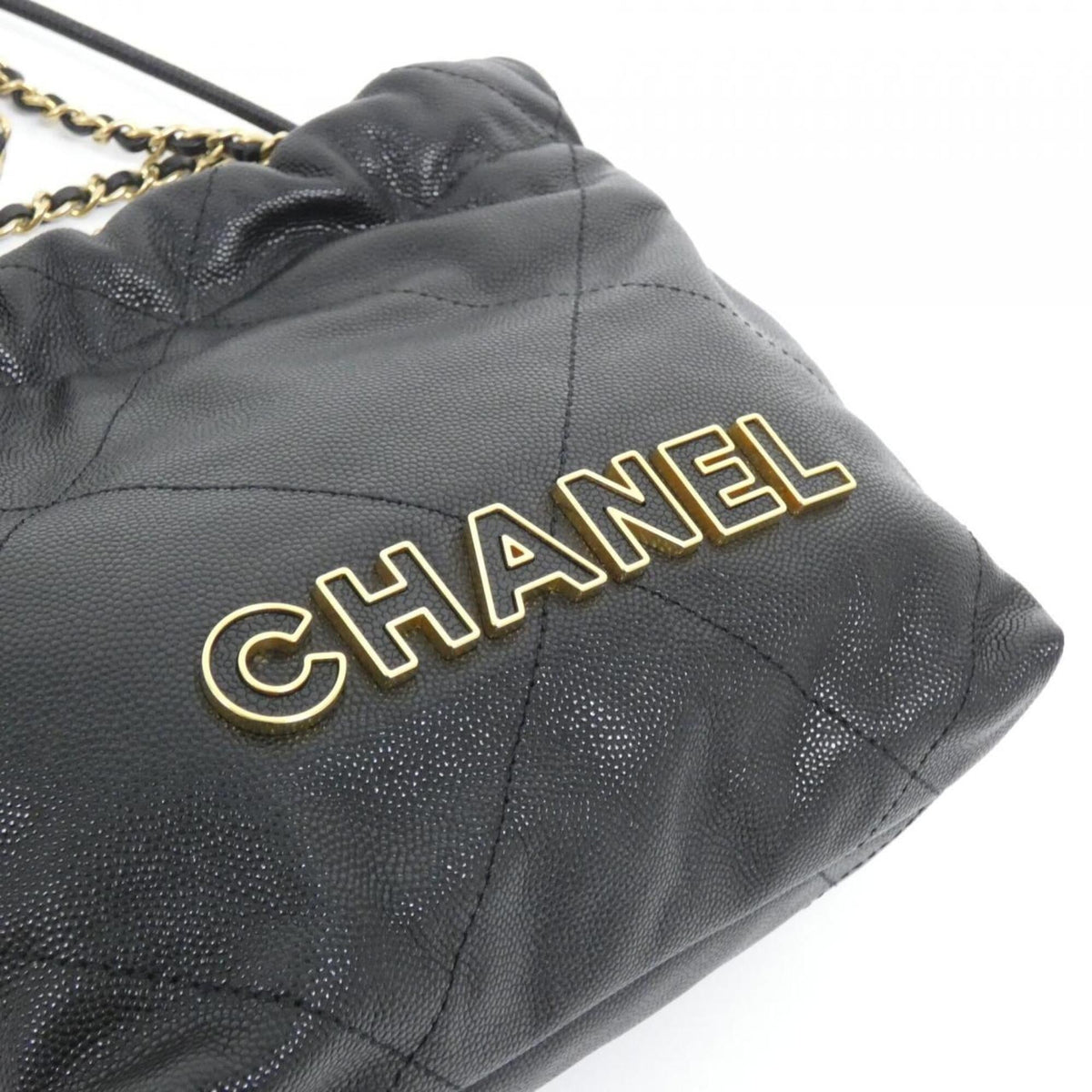 Chanel Black Grained Calfskin Handbag (Pre-Owned)