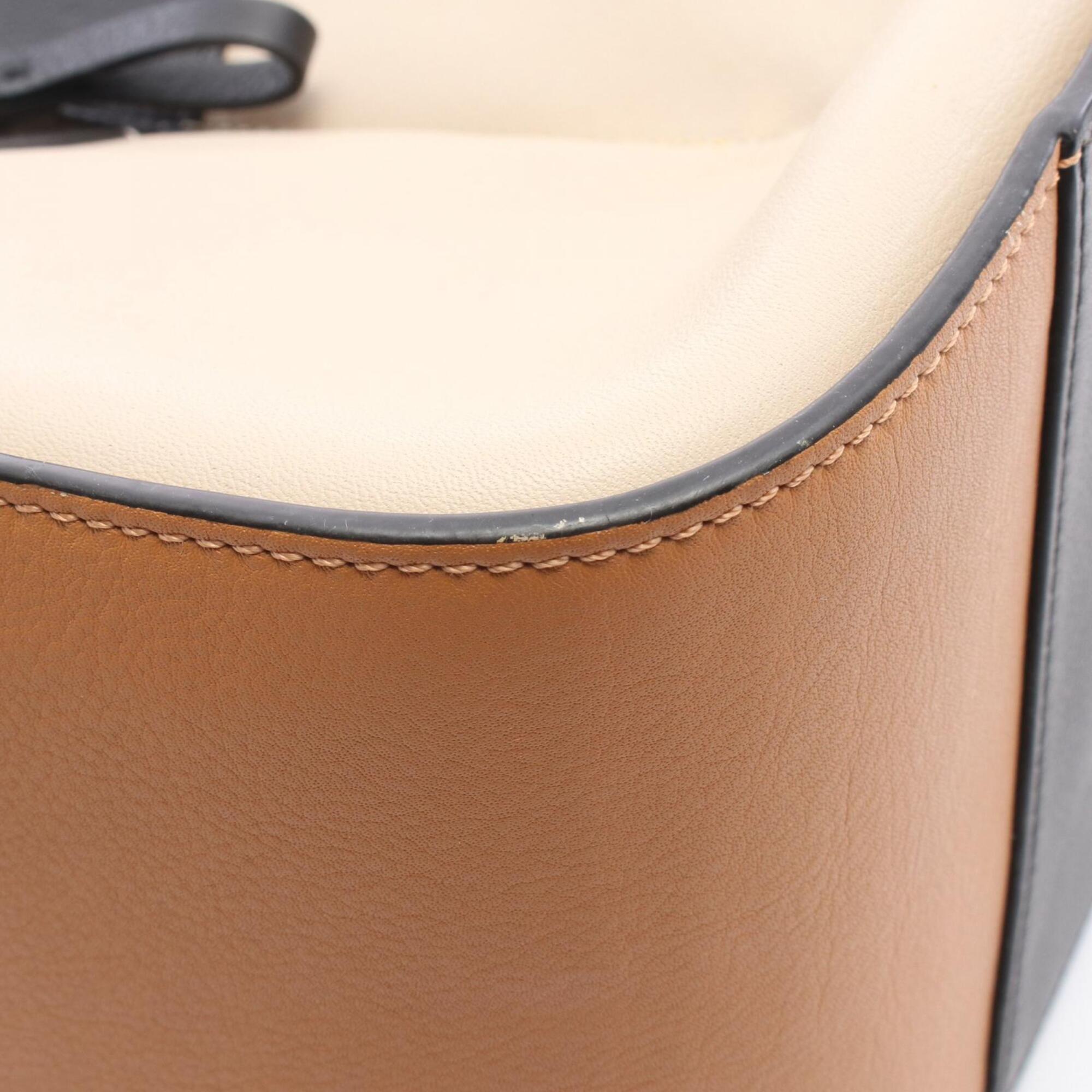 Loewe Beige Black Brown Leather Handbag (Pre-Owned)