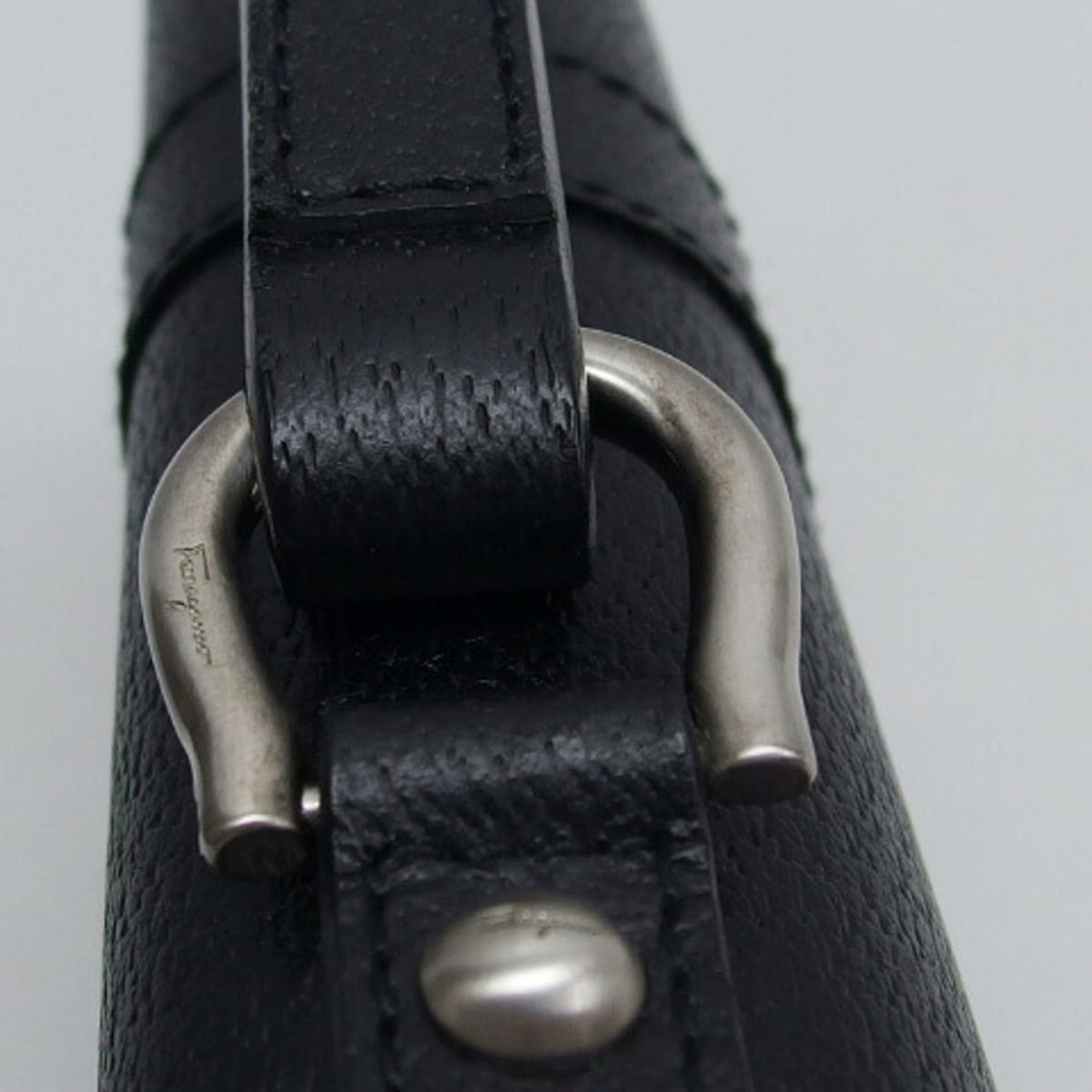 Salvatore Ferragamo Gancini Black Leather Briefcase (Pre-Owned)