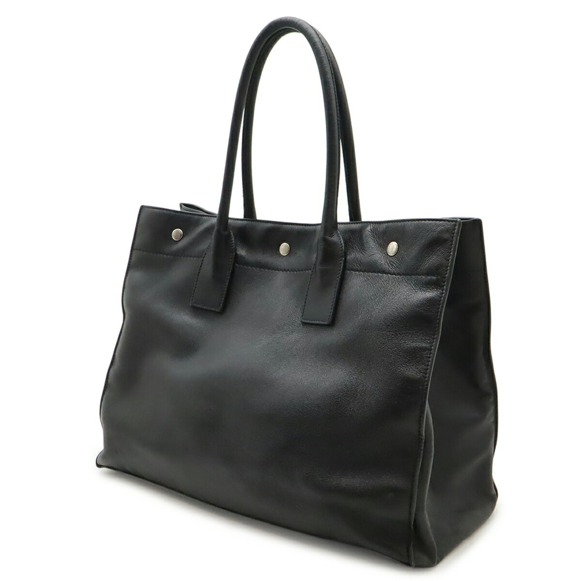 Yves Saint Laurent Black Leather Shoulder Bag Tote Bag (Pre-Owned)