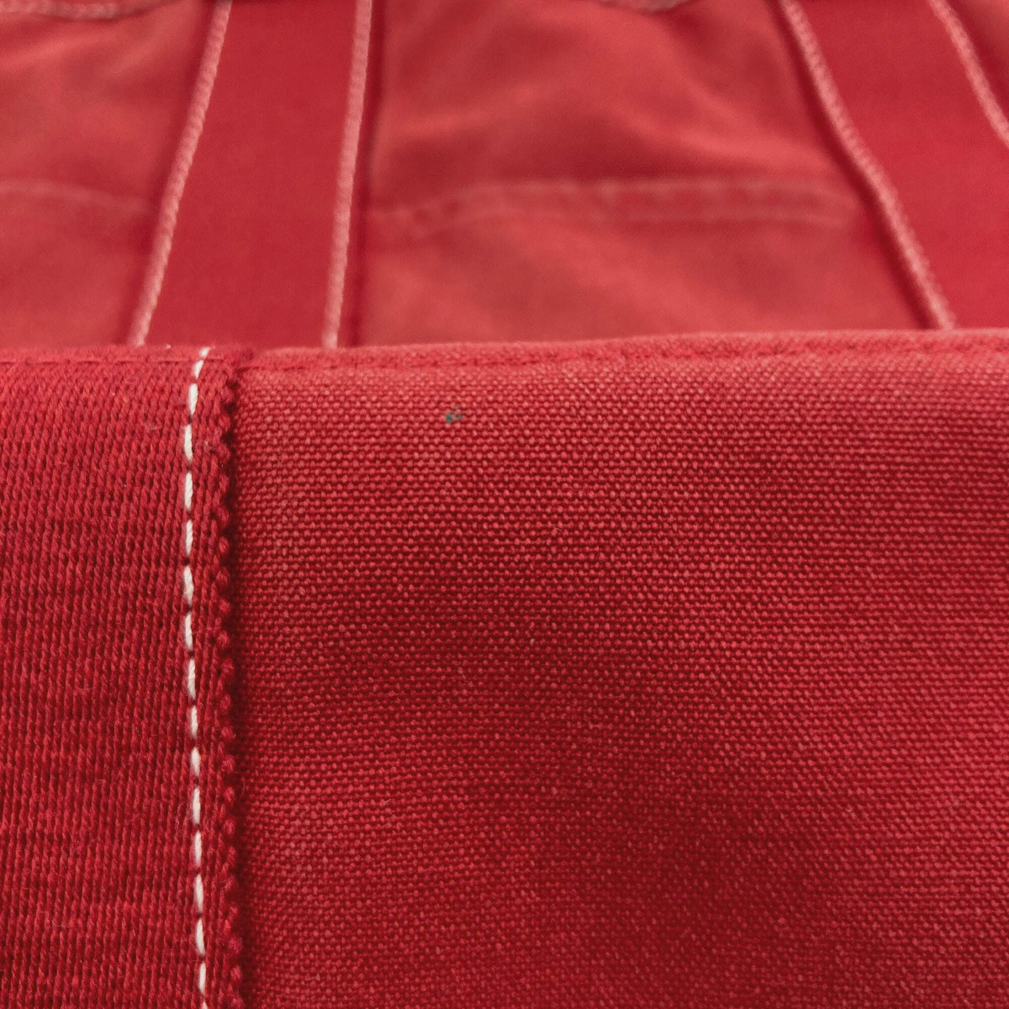Hermes Deauville Red Color Canvas Handbag (Pre-Owned)