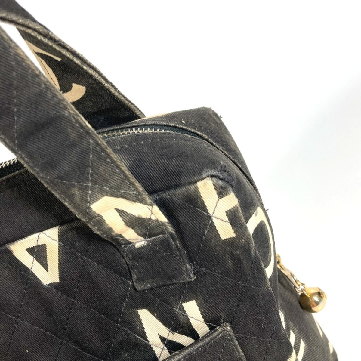 Chanel Black White Canvas Handbag Tote Bag (Pre-Owned)