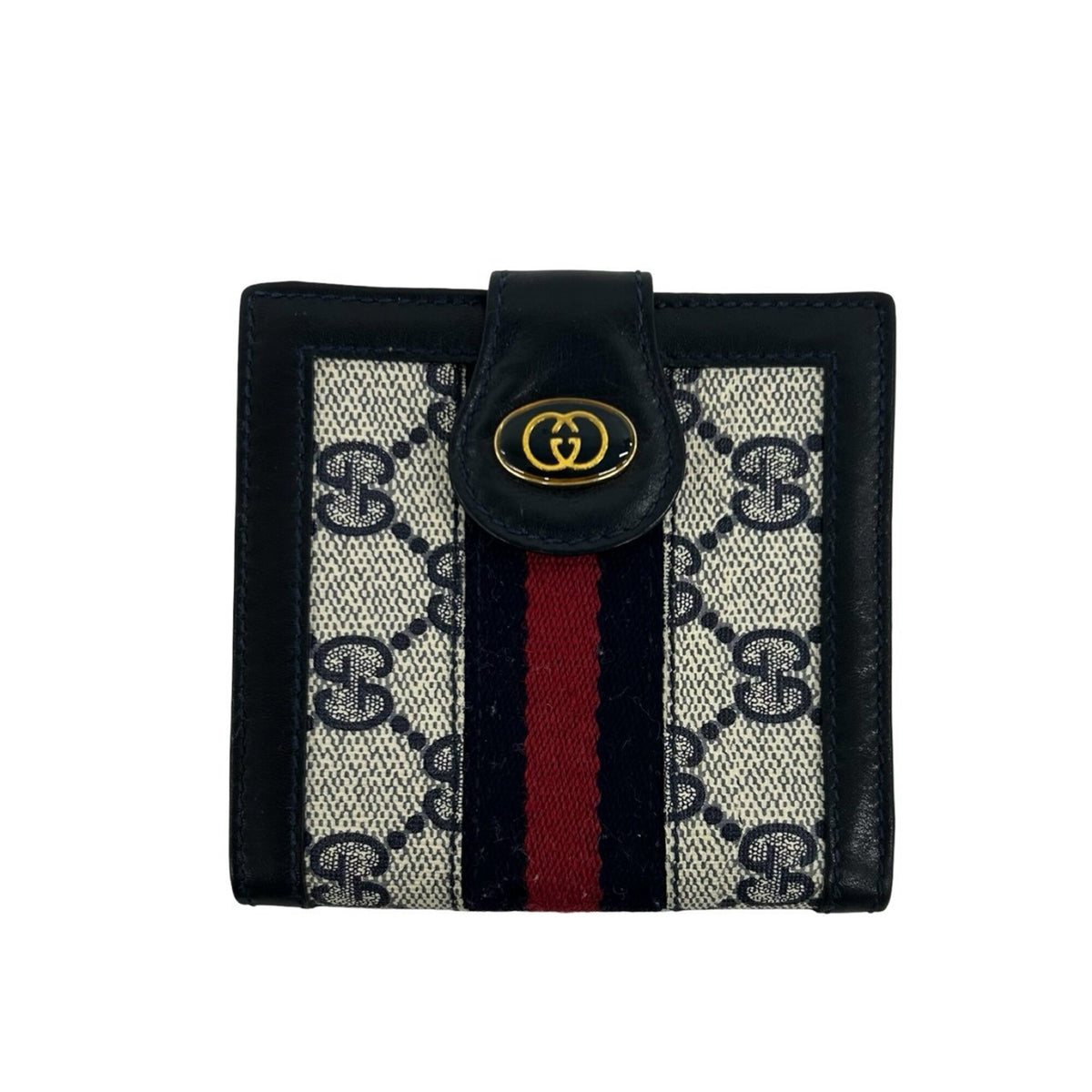Gucci Navy Red Color Pvc Leather Wallet (Bi-Fold) (Pre-Owned)