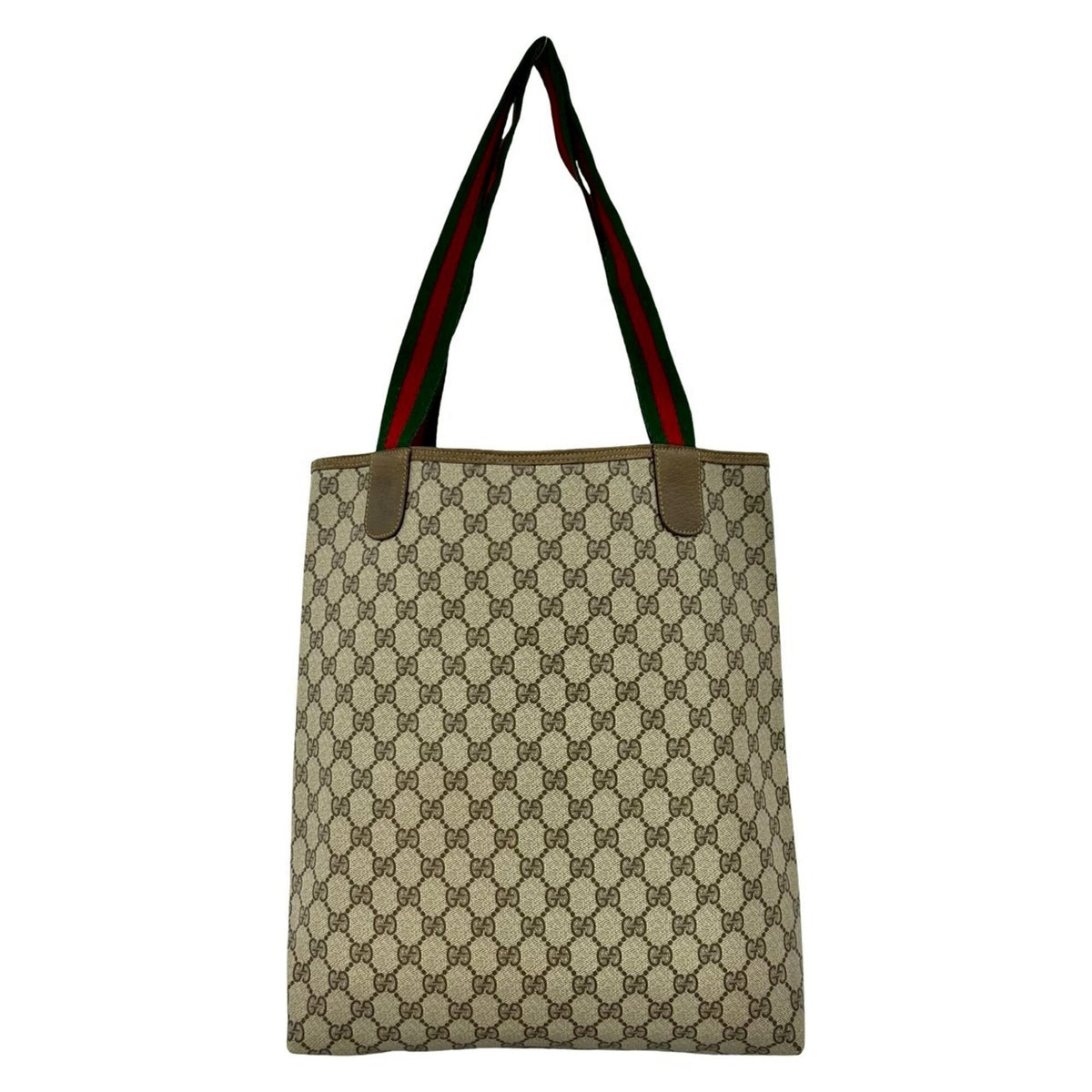 Gucci Brown Green Red Color Leather Pvc Handbag Tote Bag (Pre-Owned)