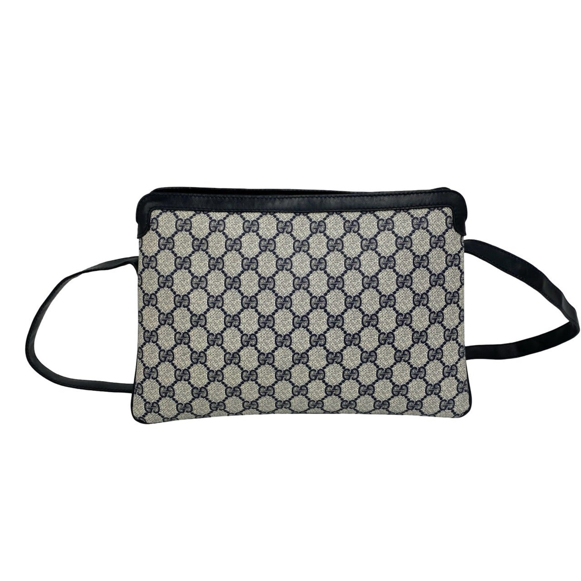 Gucci Navy Red Color Leather Pvc Shoulder Bag (Pre-Owned)