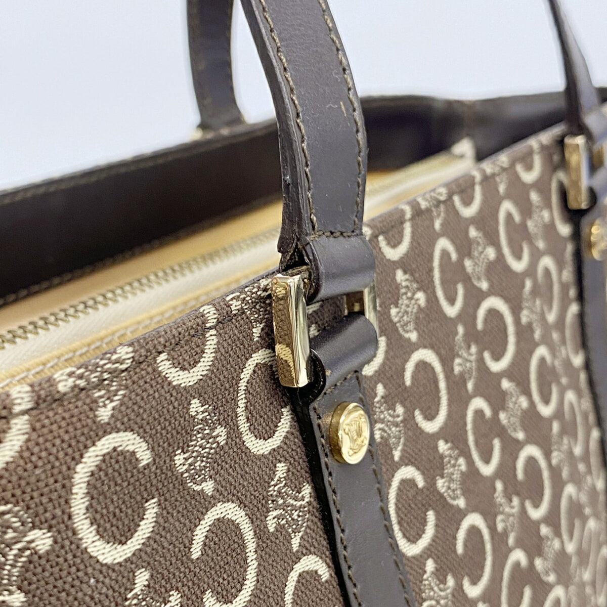 Celine Brown Canvas Handbag (Pre-Owned)