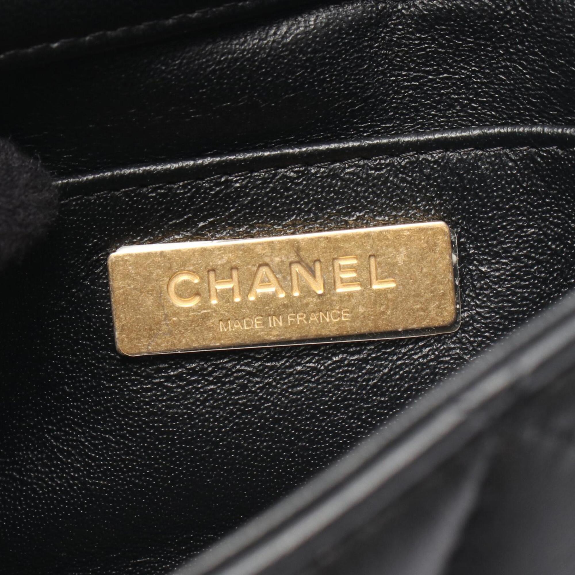 Chanel Black Leather Handbag Shoulder Bag (Pre-Owned)