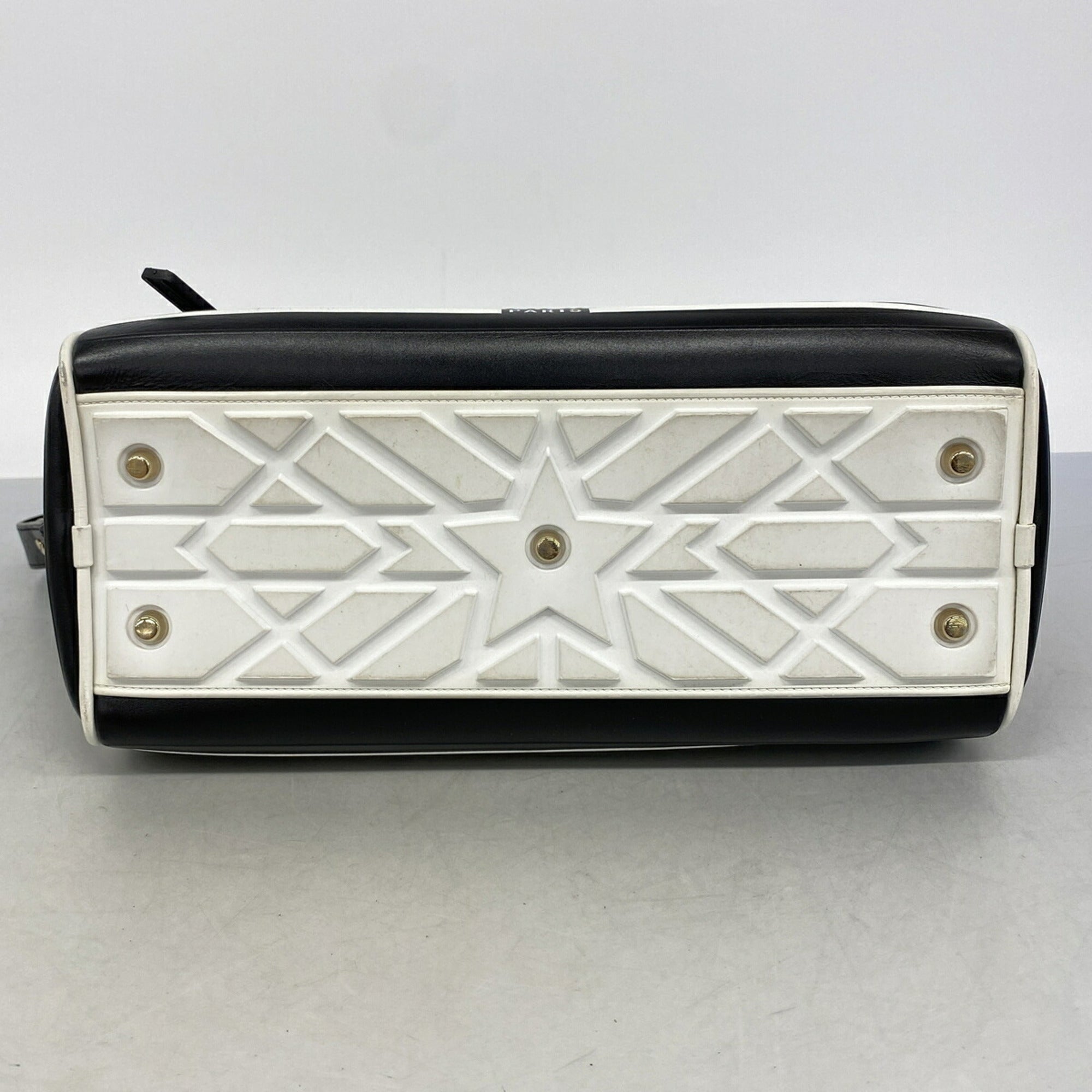 Christian Dior Black White Leather Handbag (Pre-Owned)