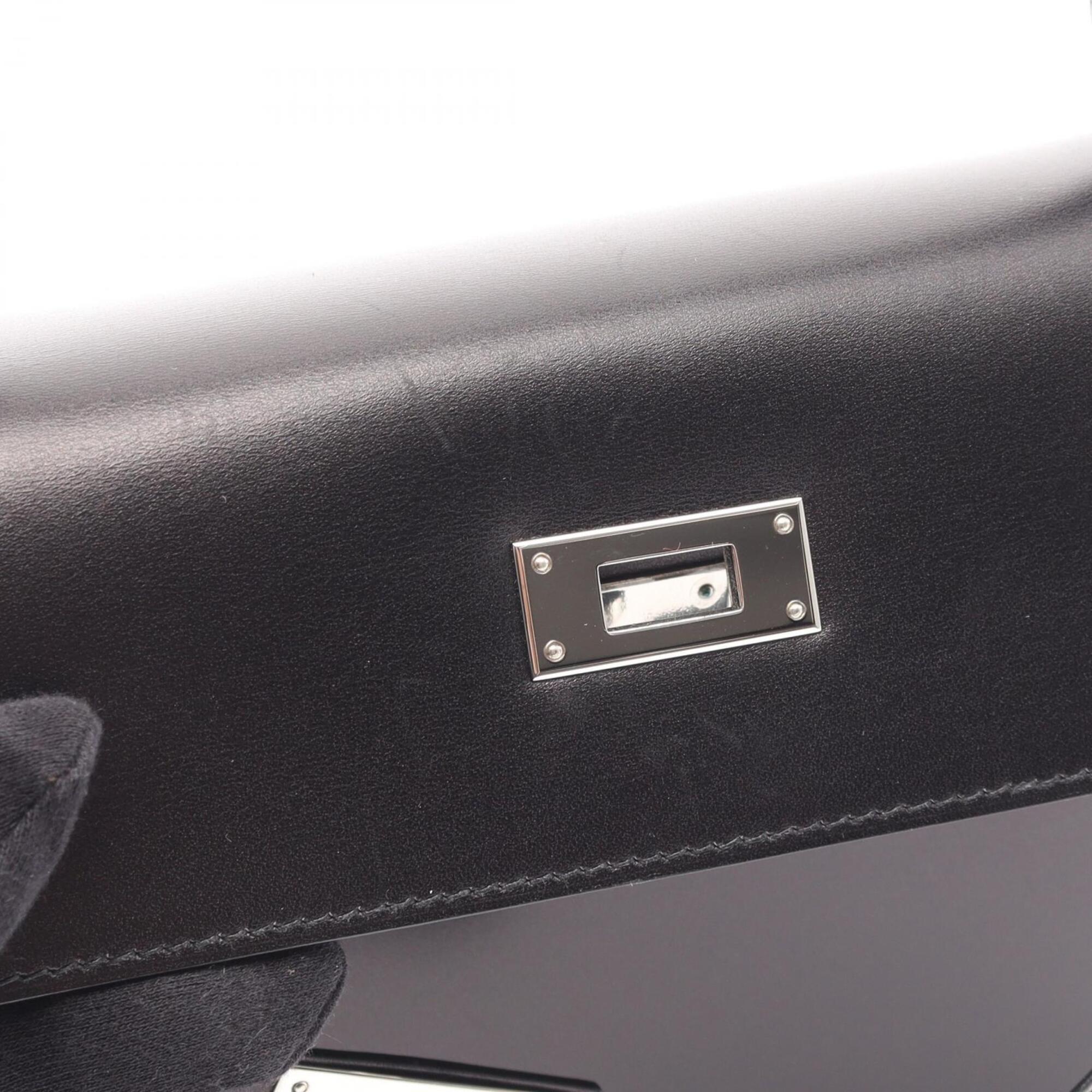 Hermes Black Box Calf Leather Leather Handbag (Pre-Owned)