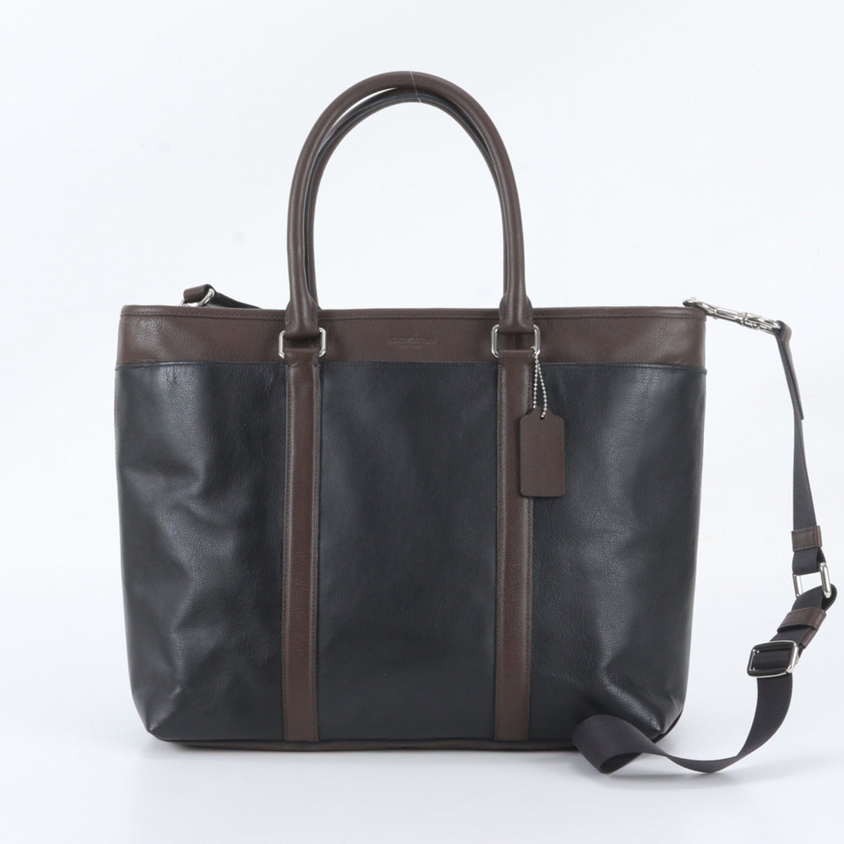 Coach Black Brown Leather Shoulder Bag Tote Bag (Pre-Owned)