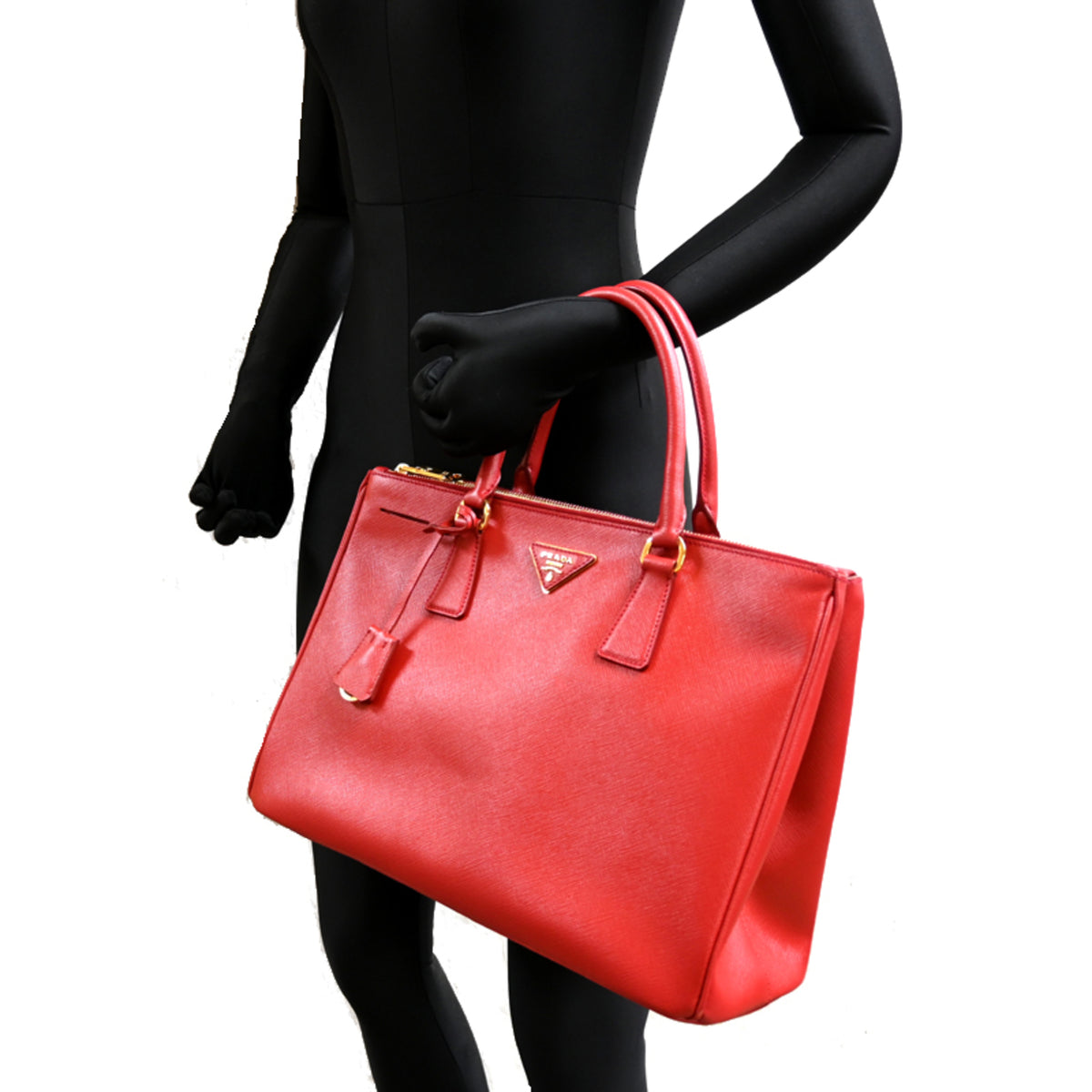 Prada Fuoco Red Color Leather Handbag (Pre-Owned)
