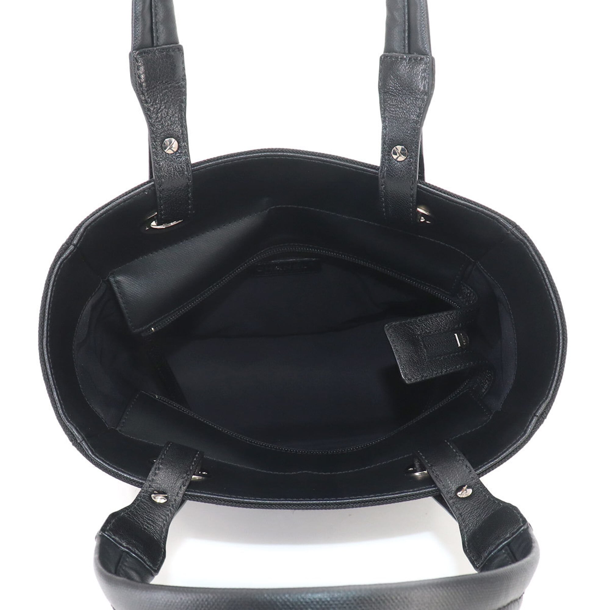 Chanel Black Synthetic Leather Handbag Tote Bag (Pre-Owned)