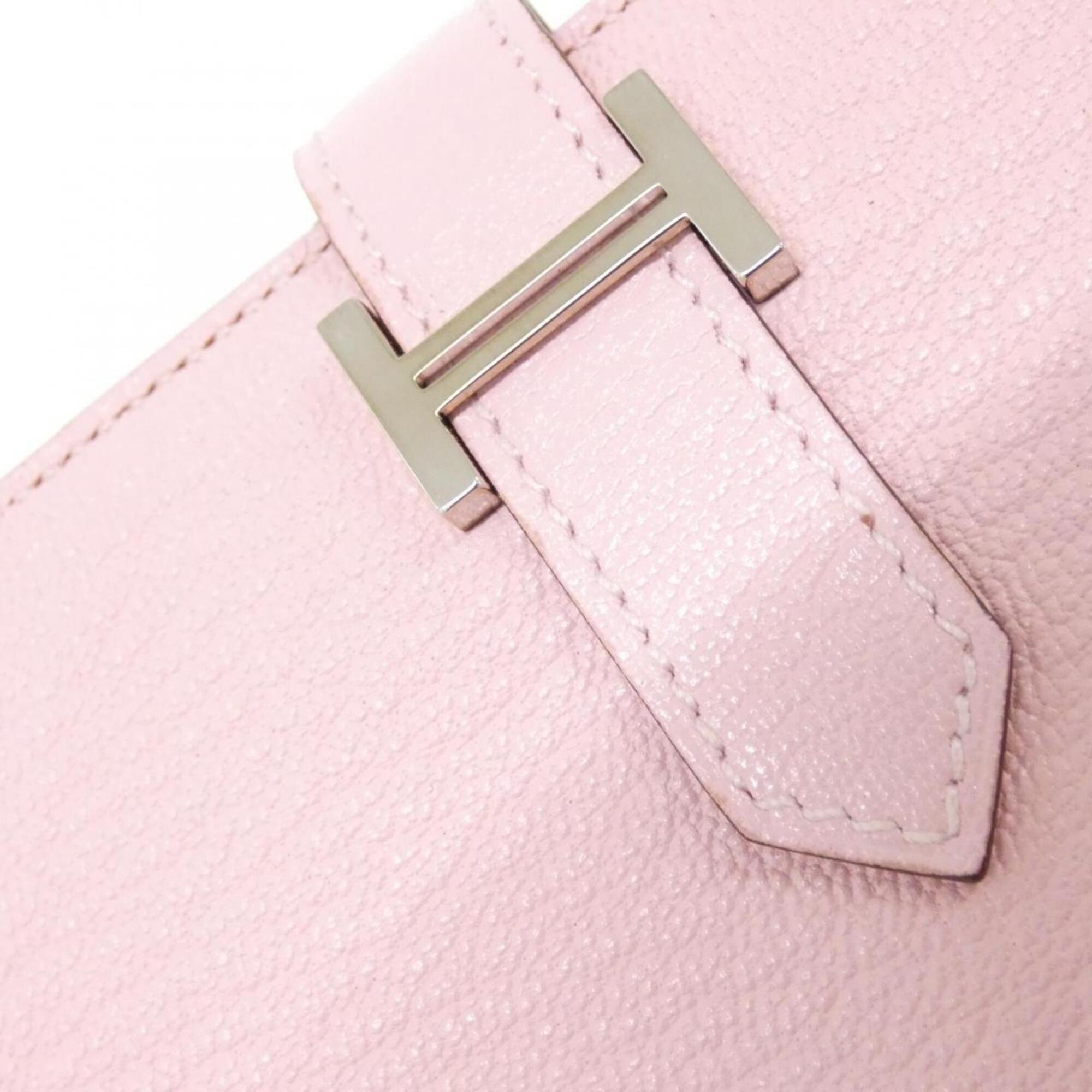 Hermes Rose Sakura Chevre Leather Long Wallet (Bi-Fold) (Pre-Owned)