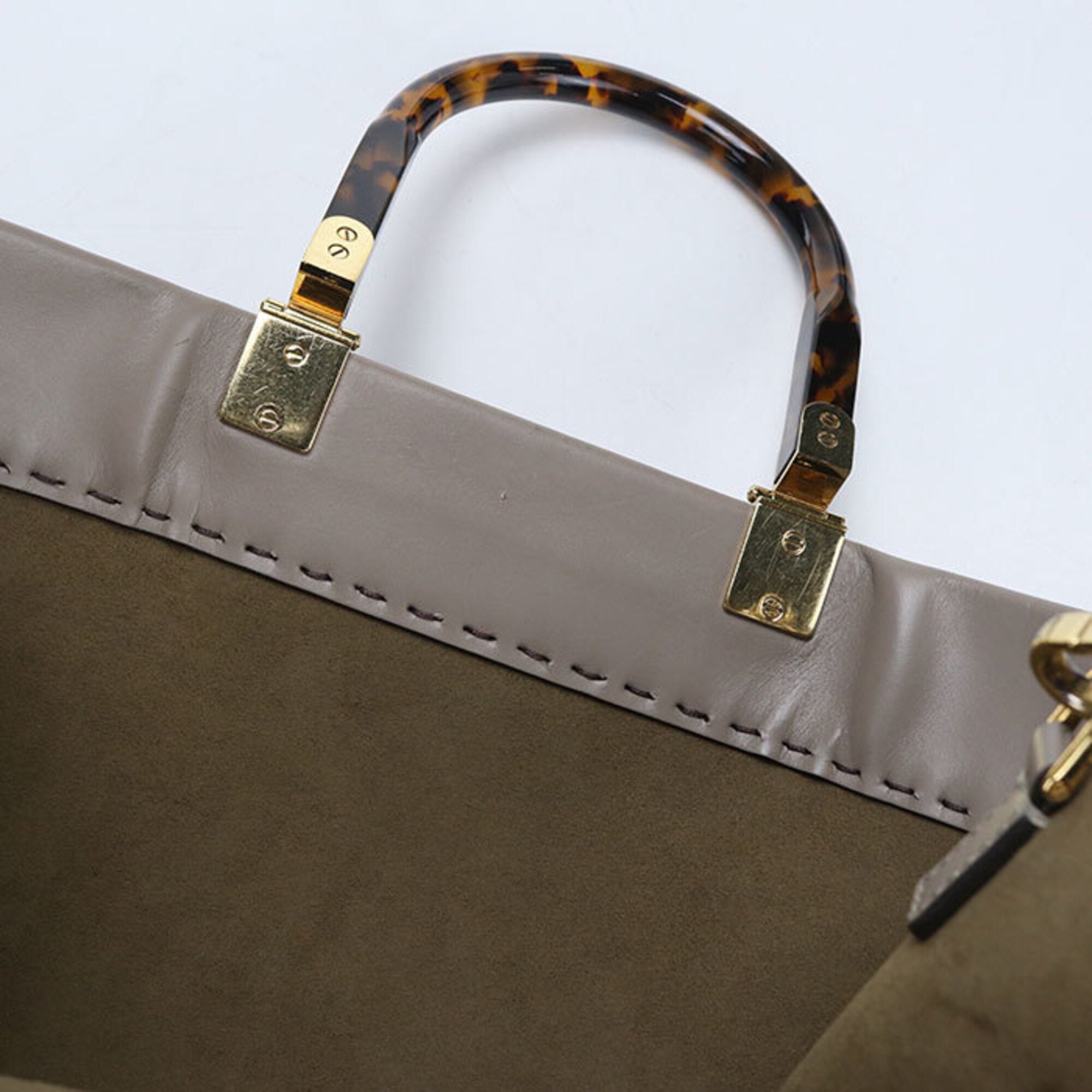 Fendi Gray Leather Tote Bag (Pre-Owned)