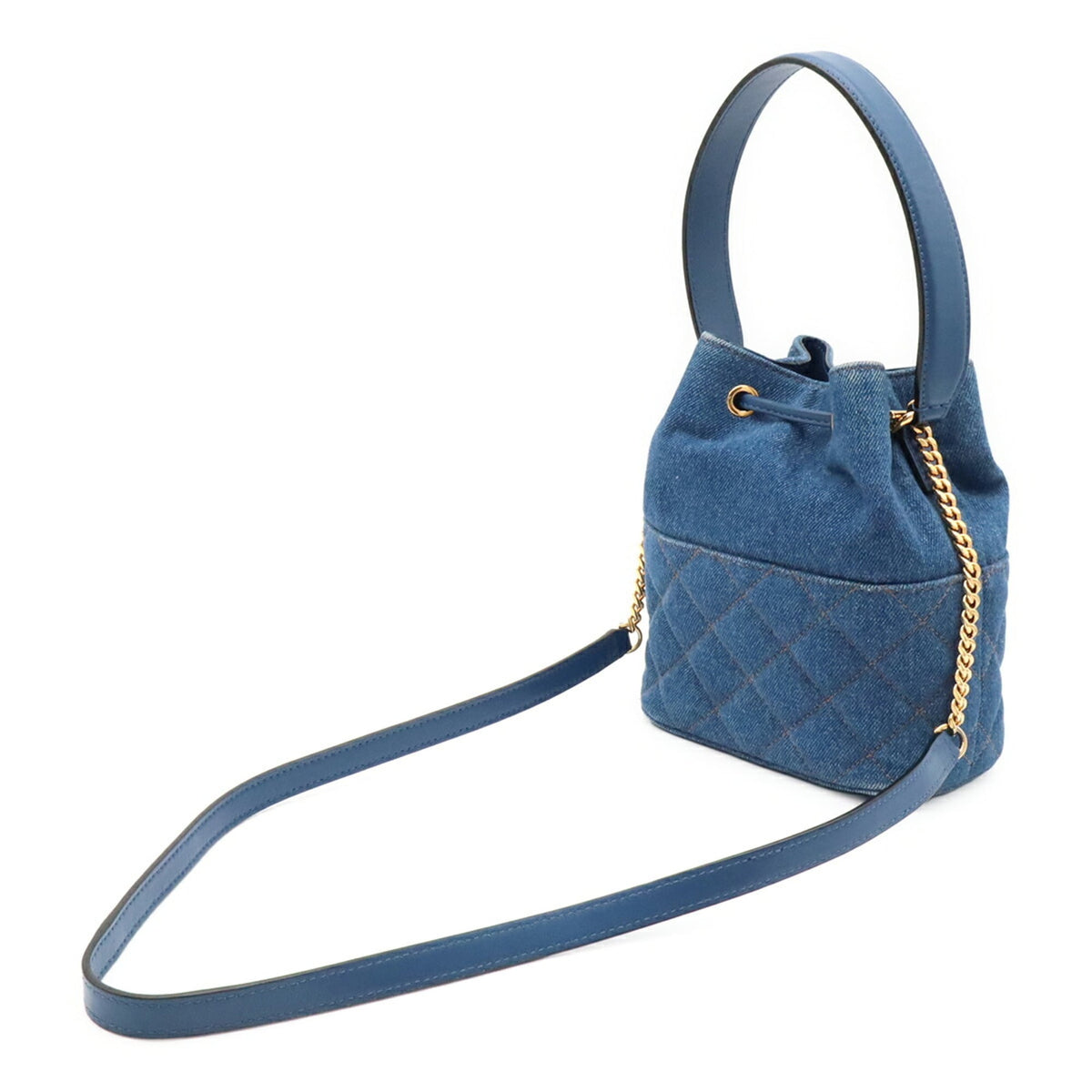 Versace Blue Denim Handbag Shoulder Bag (Pre-Owned)