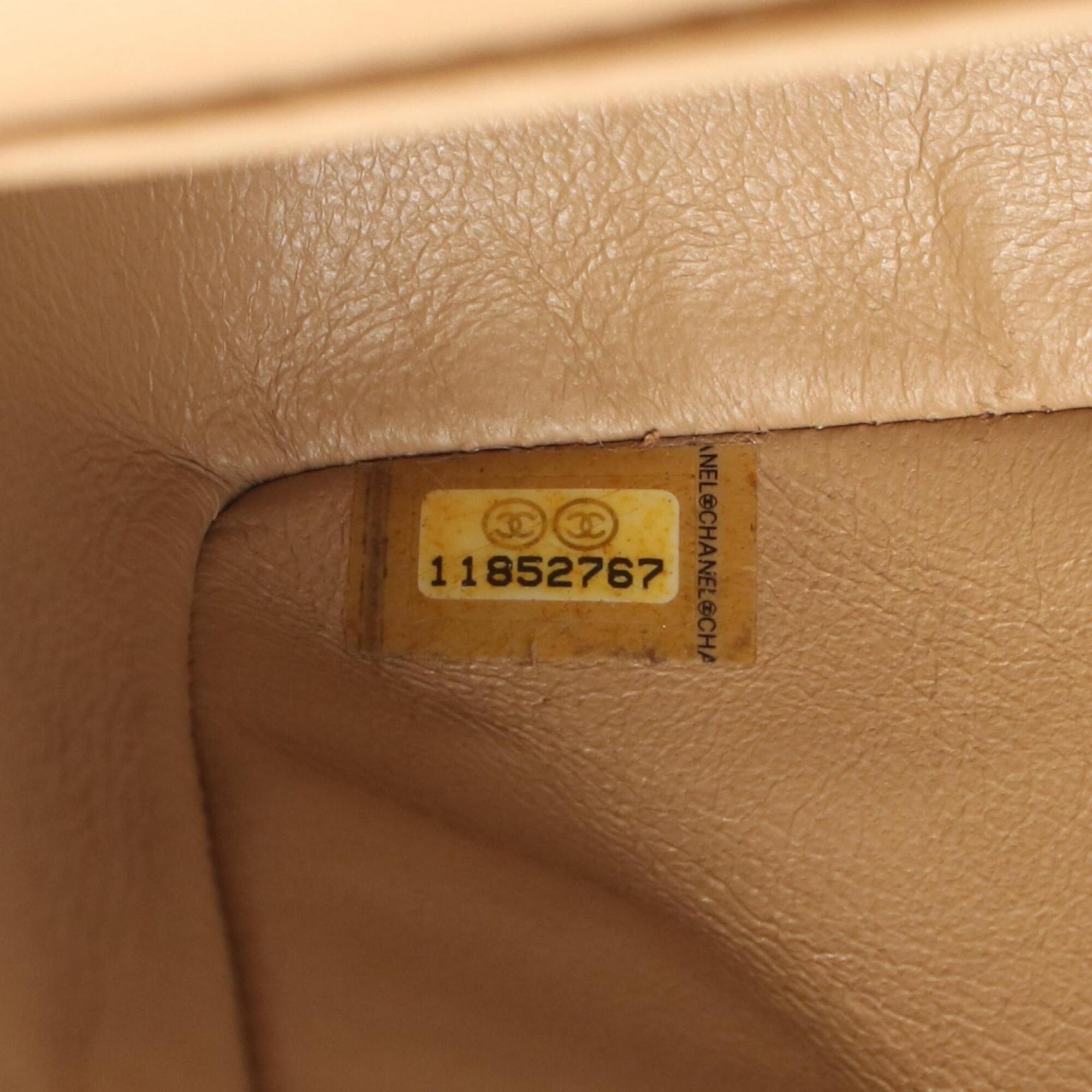 Chanel Beige Grained Calfskin Handbag Shoulder Bag (Pre-Owned)