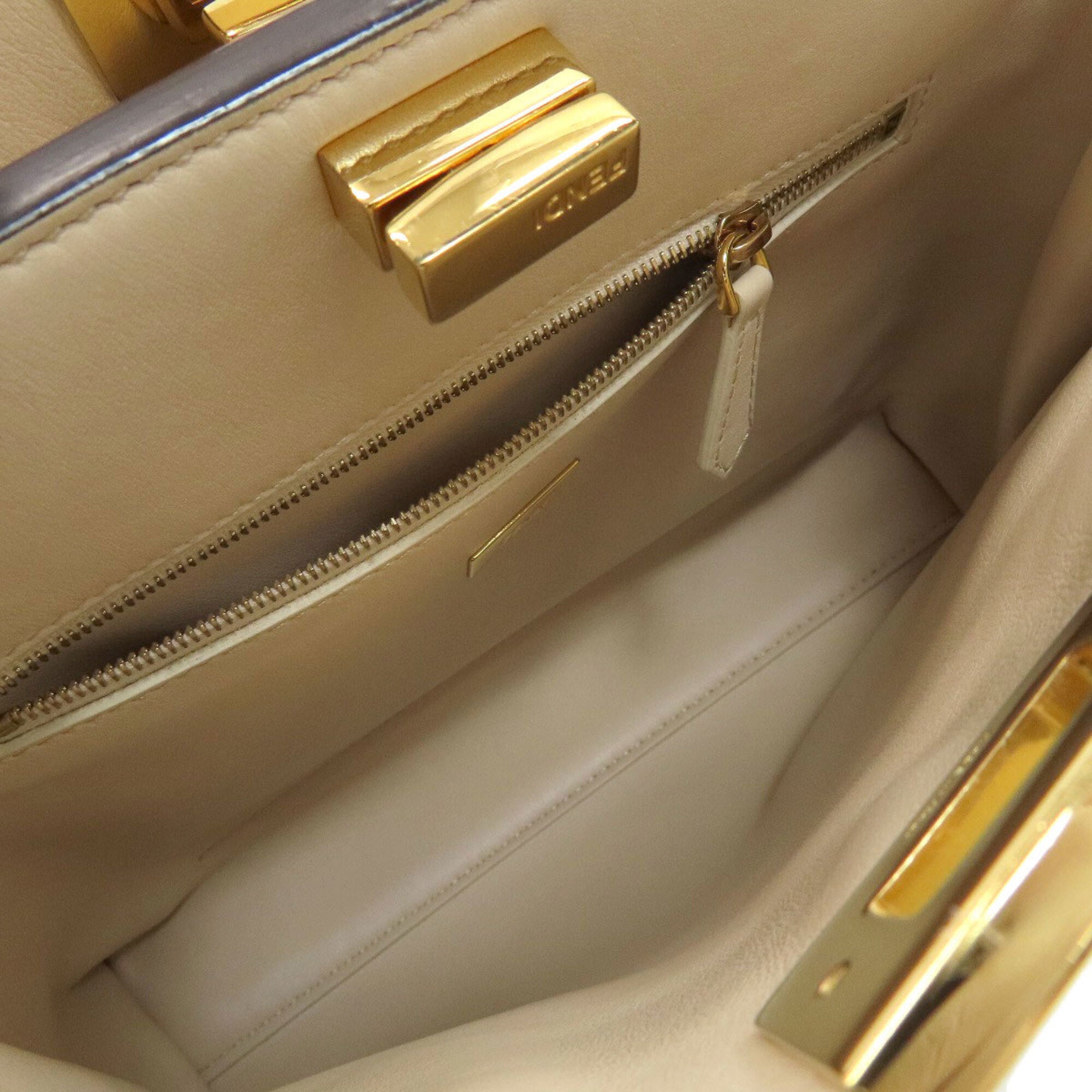 Fendi Peekaboo Khaki Leather Handbag (Pre-Owned)