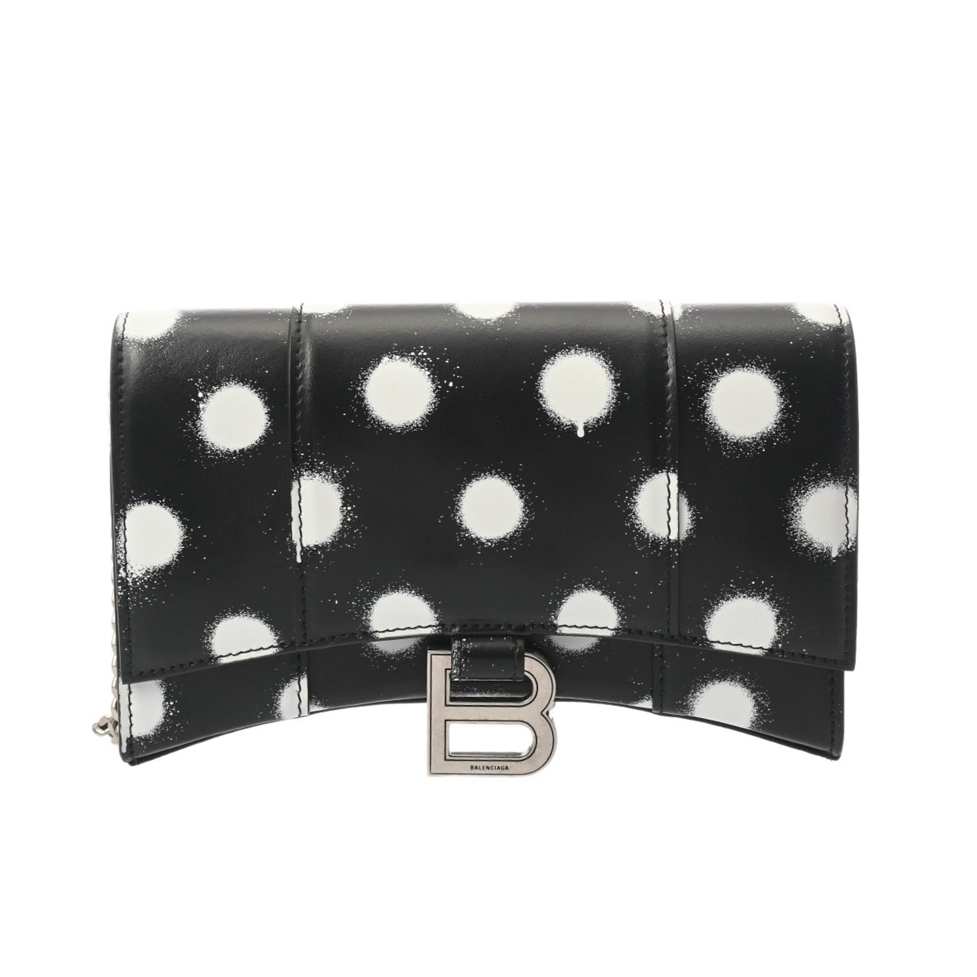 Balenciaga Black White Leather Shoulder Bag (Pre-Owned)