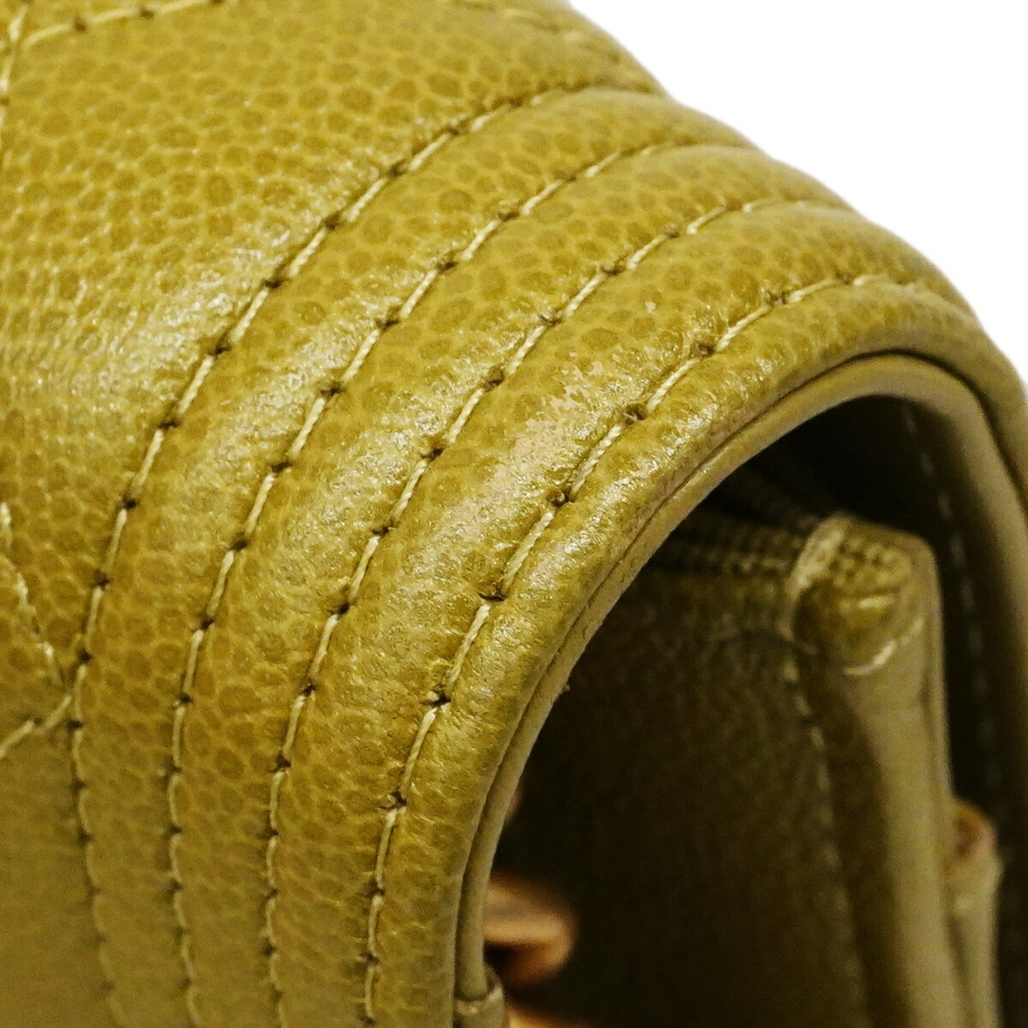 Chanel Khaki Grained Calfskin Chain/Shoulder Wallet (Pre-Owned)