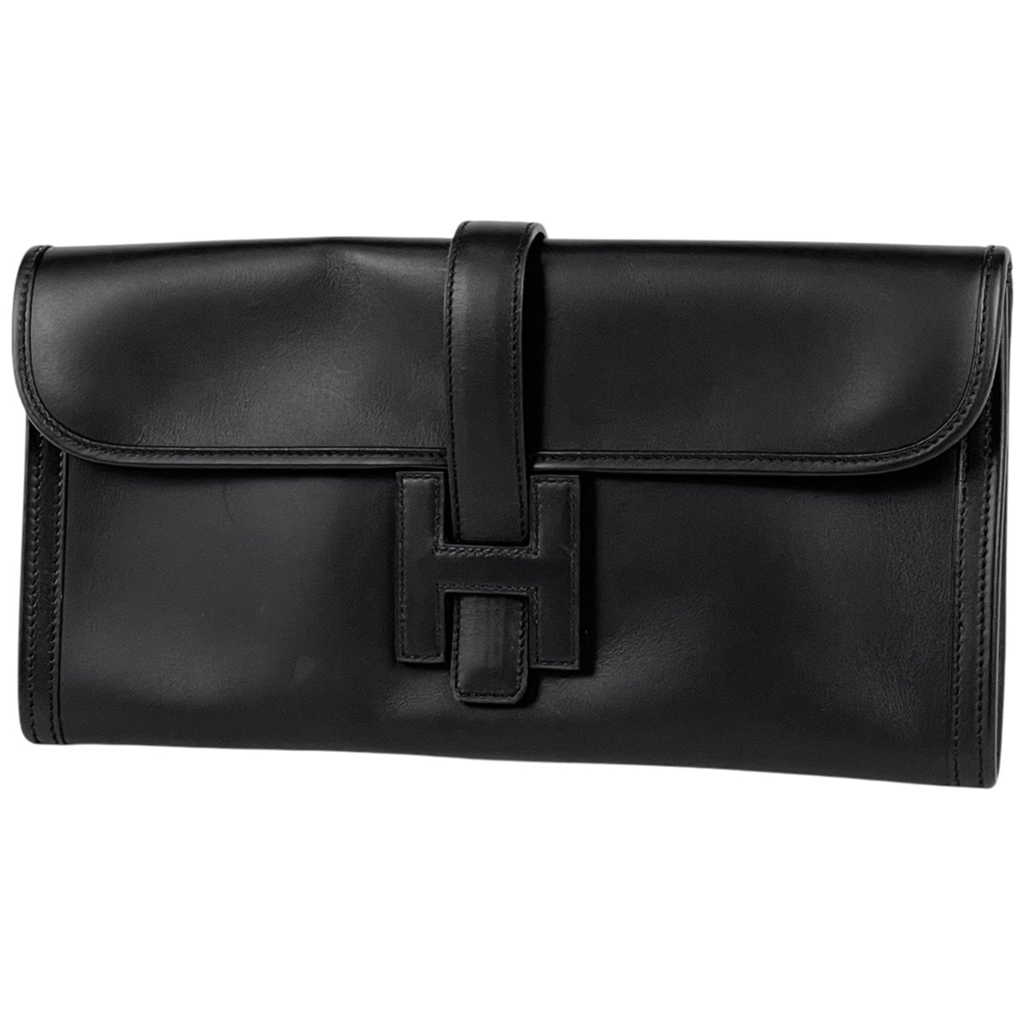 Hermes Black Swift Leather Clutch Bag (Pre-Owned)