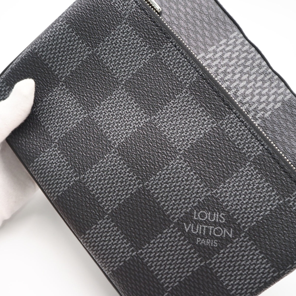 Louis Vuitton Black Gray Coated Canvas Leather Shoulder Bag (Pre-Owned)