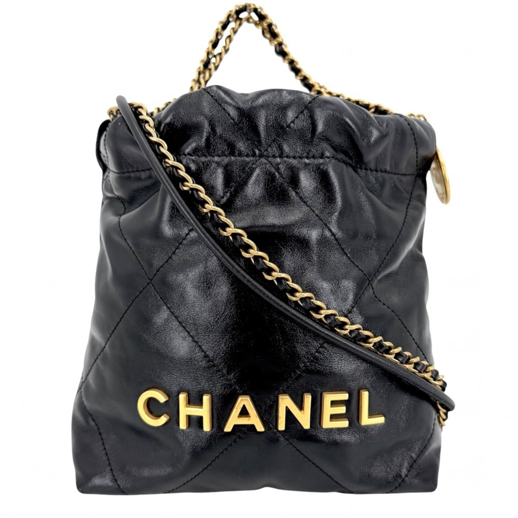 Chanel Black Leather Handbag Shoulder Bag (Pre-Owned)