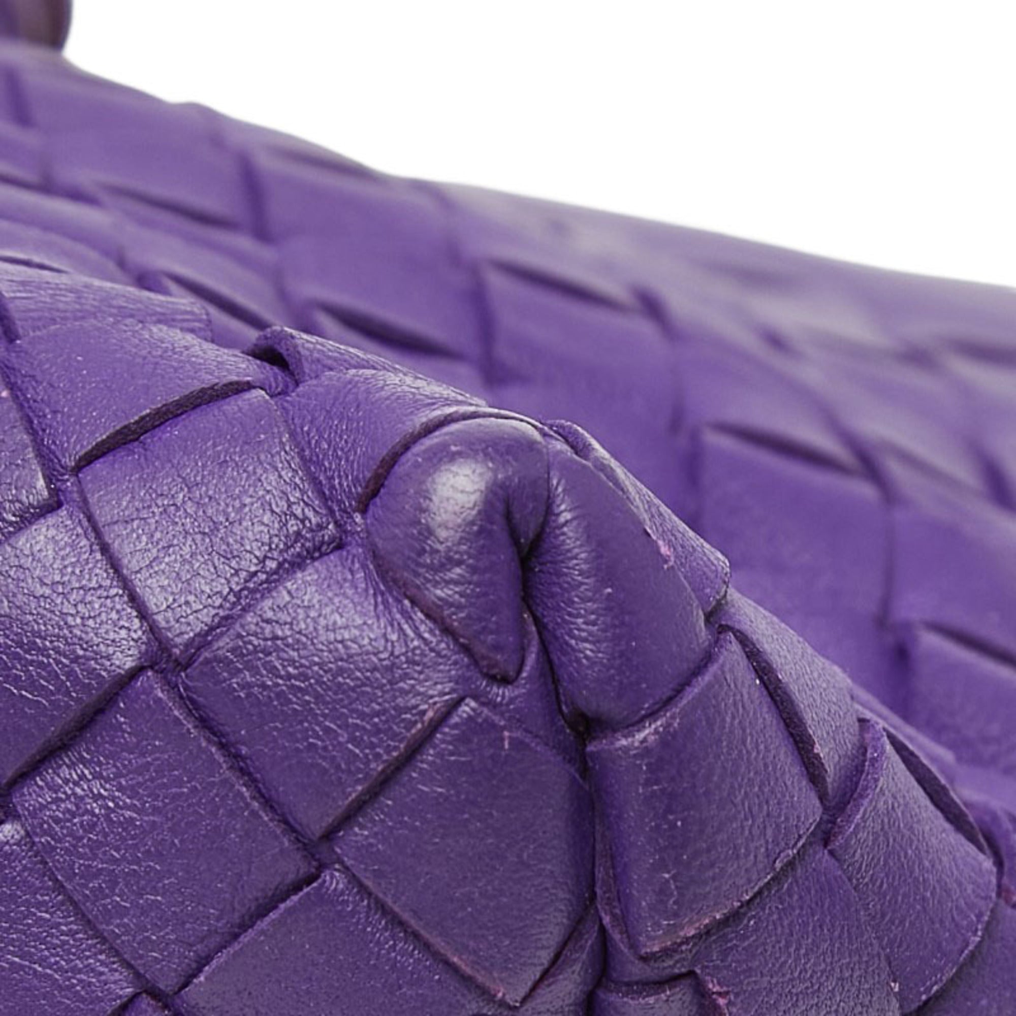 Bottega Veneta Purple Leather Handbag Shoulder Bag (Pre-Owned)